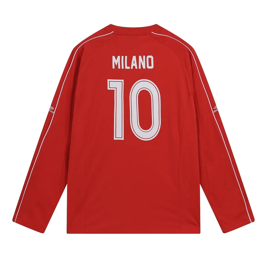 🅿️300 real photos [Top version. Official website quality] BALENCI*GA/Paris new model. Co-branded football sportswear LOGO embroidered printed long-sleeved T-shirt # The whole piece of clothing is stitched with multiple stitching edges. The craftsmanship is extremely complex and the market currency is very different. Welcome to compare 🆚. The fabric is made of Paris ZP custom-woven and dyed cotton double yarn. Weighing 260 grams, the cloth surface is clean. The cloth pattern is clear, soft and comfortable. The threads are dyed with no color difference. The classic pattern embroidery is embroidered by Tajima imported embroidery machine, and the printing uses imported glue. The letters are clear, three-dimensional and without burrs. Jubie market produces pictures based on pictures. Welcome to compare. The version adopts OS loose shoulder design. Same style for men and women. Code: BL225036 Color: black, white, pink, red, fluorescent yellow Size: XS S M L