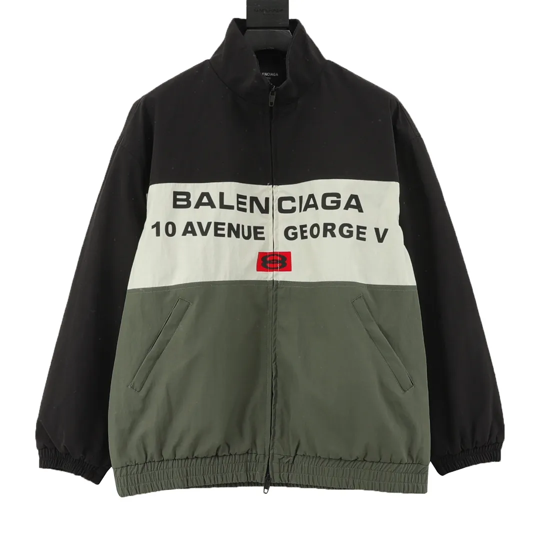 🅿️620 Balenciaga/Balenciaga three-color double-ring printed stand-up collar jacket. It is made of customized matt Taslan professional fabrics, plus three-proof coating process, Teflon anti-fouling treatment, anti-oil stains and easy to clean, polyester high-density bird's eye mesh lining, three-dimensional circulation breathable structure, quick moisture export, anti-static treatment, more comfortable to wear in autumn and winter, imported environmentally friendly glue screen printing, custom hardware zipper double puller LOGO, custom accessories three labels Size: XS-L