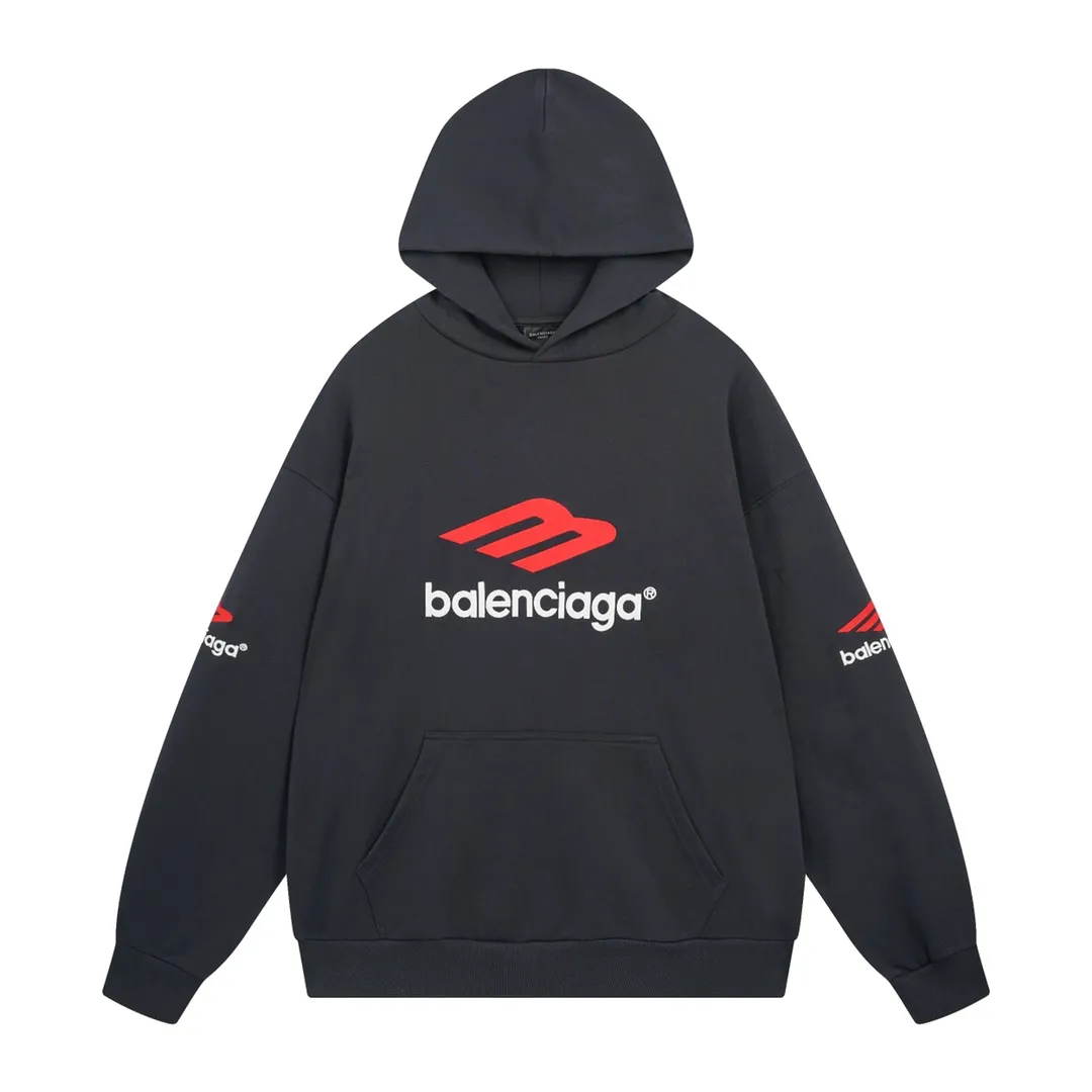 🅿️316 Detailed pictures [Top version. Official website quality] BALENCI*GA/Paris BALENCI*GA#2024 latest model, large letter LOGO icon embroidered hooded sweatshirt. Brick cabinet synchronization. Develop and develop genuine products at the first time. Embroidery. All colors are on the same board. Welcome to compare! The fabric is made of Paris ZP custom-woven and dyed cotton double-yarn large parka. The weight is 450 grams. The cloth surface is clean. The cloth pattern is clear. It is soft and comfortable. It has good color fastness and is not easy to change color. The threads are woven and dyed with no color difference. The embroidery is done using an imported Tajima embroidery machine, with a three-dimensional effect and clear lines. There are no burrs and miscellaneous threads, and the embroidery is of ultra-high craftsmanship. The version adopts OS loose shoulder design. Same style for men and women. Code: BL238006 Color: dark blue gray, white Size: XS S M L