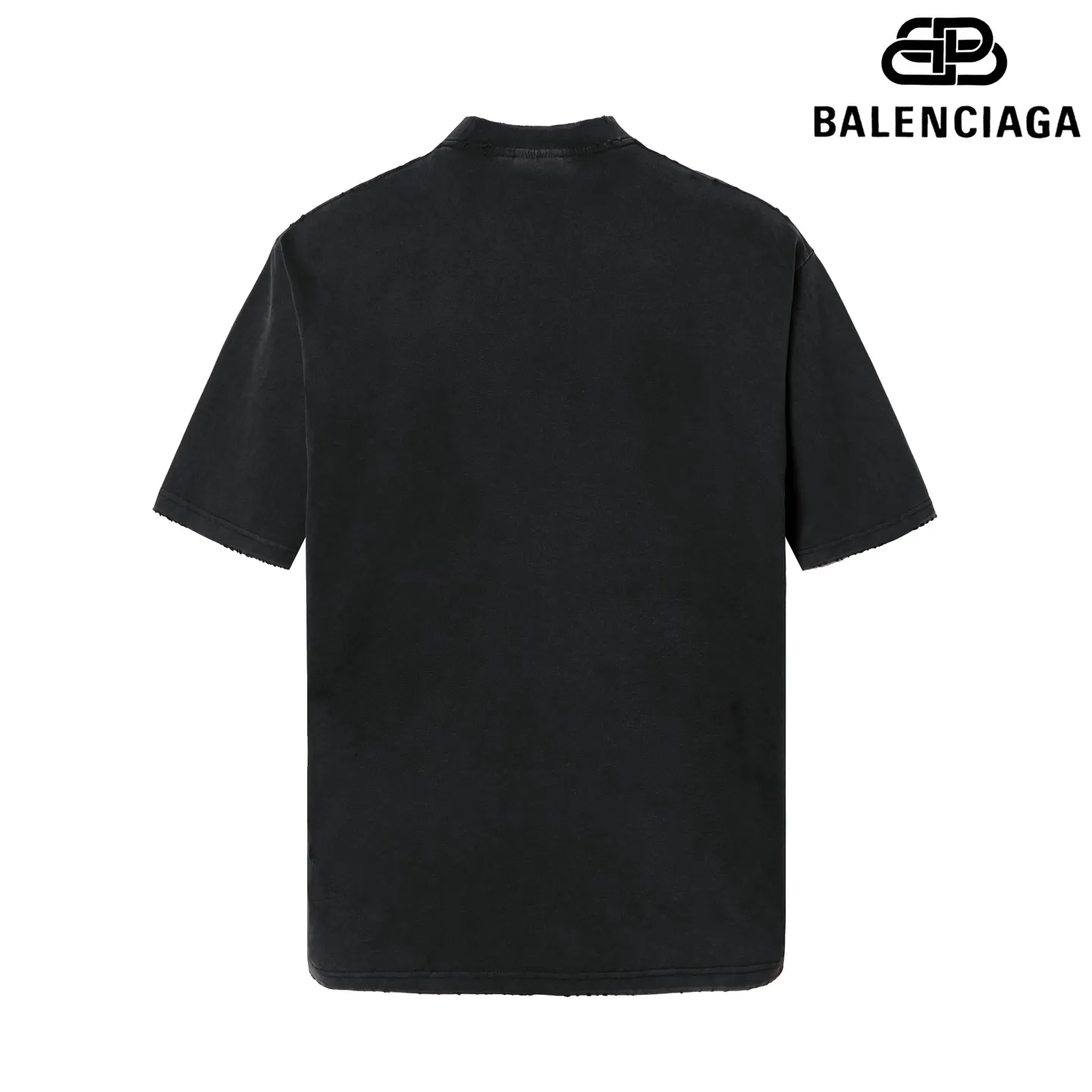 🅿️180 9186# Detailed picture Top version [[BALENCIA*GA] official website quality Paris new 3M artistic letter LOGO printed short-sleeved T-shirt OS version loose dropped shoulders Unisex style Fabric: 260g 100% cotton double yarn Process: front printing Garment washed worn distressed fixed color Color: washed black off-white Size: XS S M L