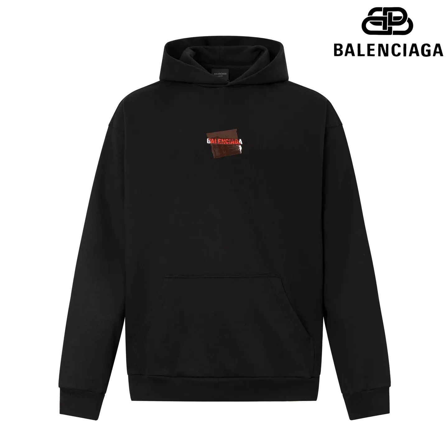 🅿️290 7201# Detailed picture Top version [[BALENCIA*GA] official website quality Paris new front and back letter LOGO embroidered tape taped hooded sweatshirt OS version Loose dropped shoulders Unisex style Fabric: 480g 100% cotton terry Davidson Technique: Front and back embroidery Taping Garment washing Shape fixation Color: Black Blue Size: XS S M L