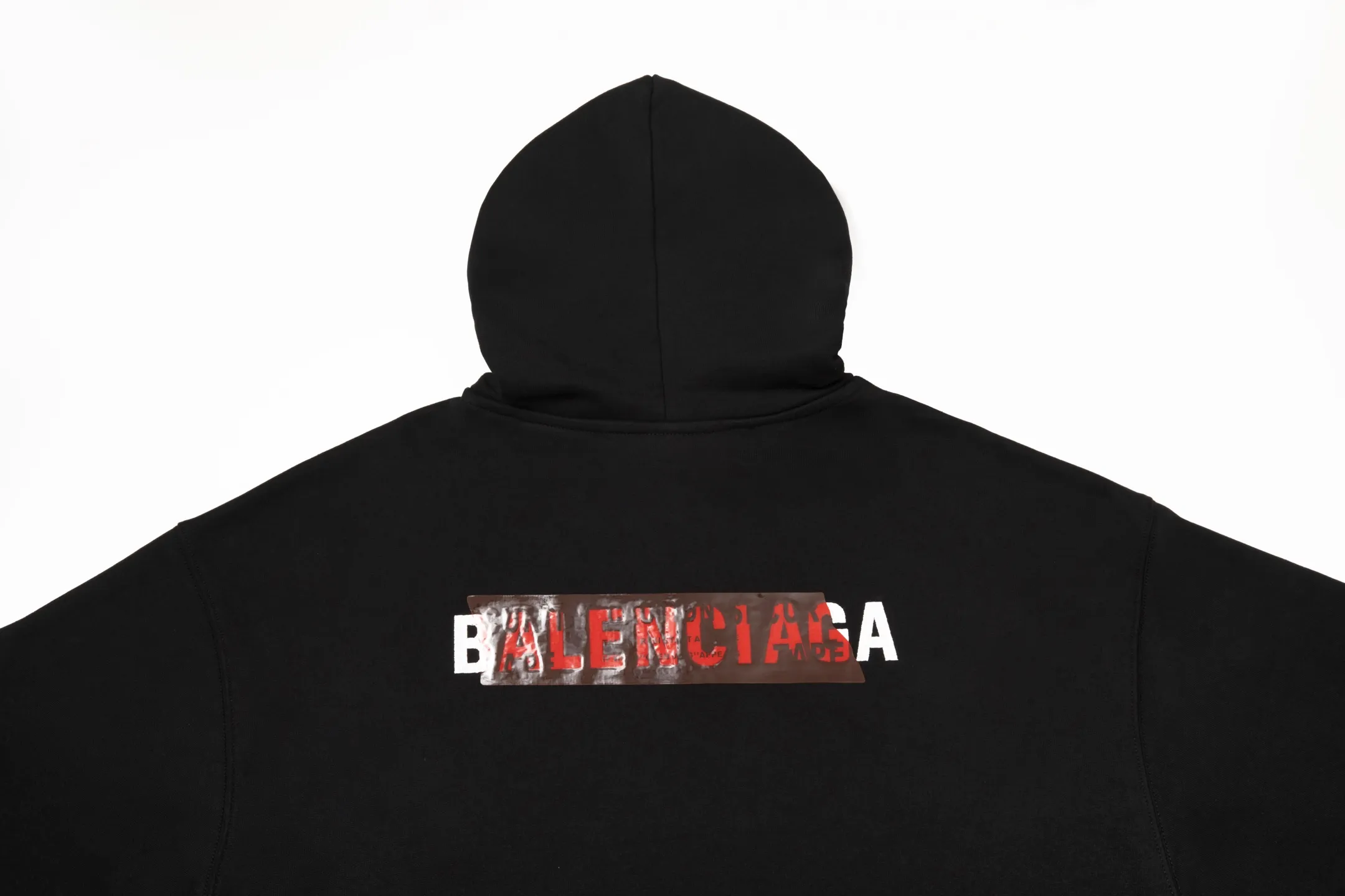 🅿️290 7201# Detailed picture Top version [[BALENCIA*GA] official website quality Paris new front and back letter LOGO embroidered tape taped hooded sweatshirt OS version Loose dropped shoulders Unisex style Fabric: 480g 100% cotton terry Davidson Technique: Front and back embroidery Taping Garment washing Shape fixation Color: Black Blue Size: XS S M L