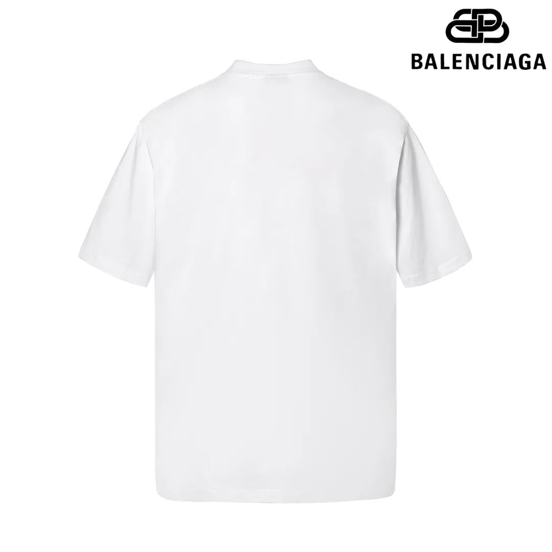 🅿️180 9112# Detailed picture Top version [[BALENCIA*GA] official website quality Paris new Statue of Liberty catwalk style short-sleeved T-shirt OS version loose dropped shoulders Unisex fabric: 260g 100% cotton double yarn Technology: front digital direct printing Garment wash worn distressed fixed color Color: washed black white Size: XS S M L