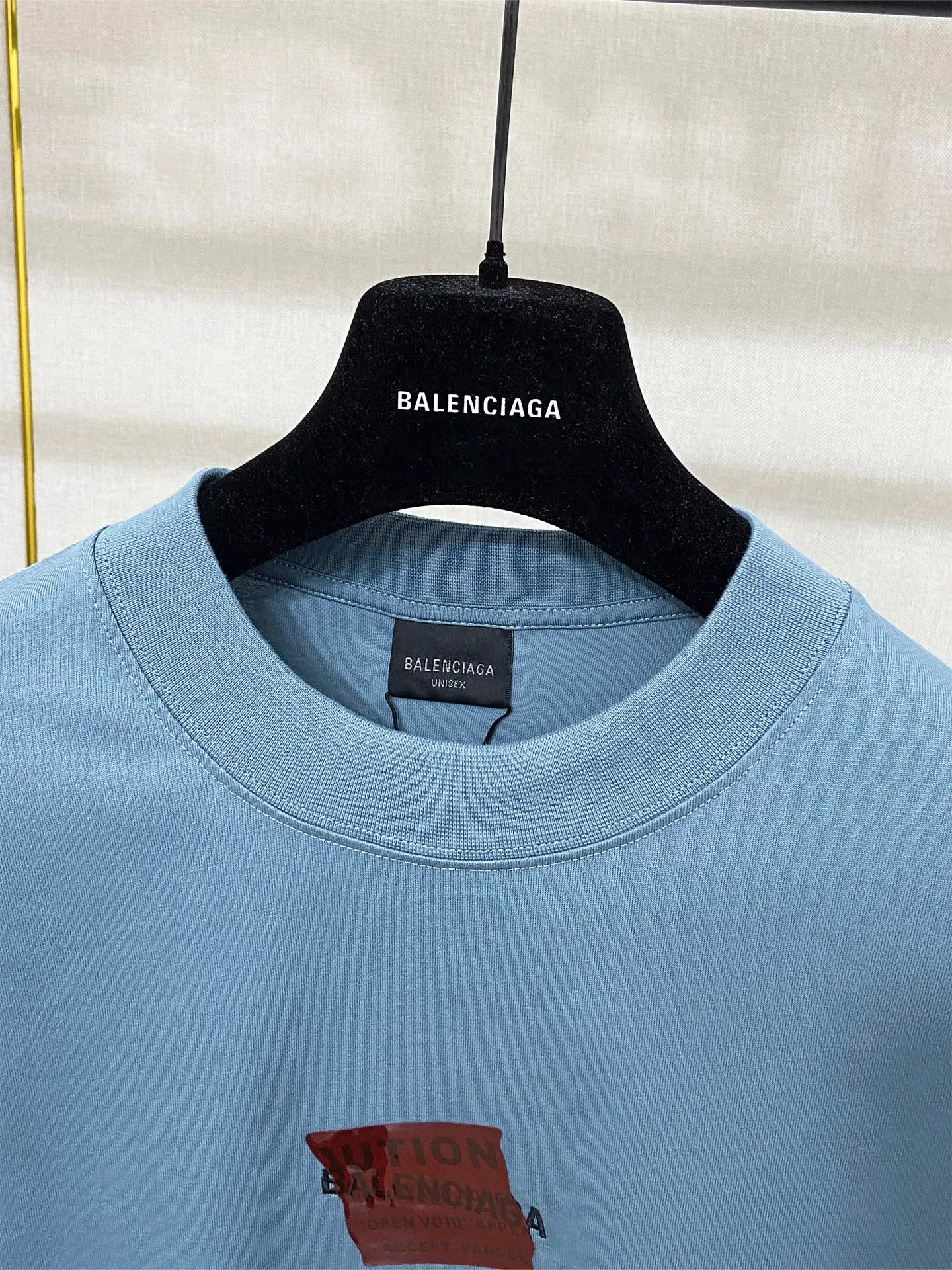 🅿️180 9201# real shot top version [[BALENCIA*GA] official website quality Paris new front and back letter embroidery tape taped short-sleeved T-shirt OS version loose dropped shoulders Unisex style Fabric: 260g 100% cotton double yarn Technology: front and back embroidery front and back taping garment wash shaping solid color Color: black white blue floral gray Size: XS S M L