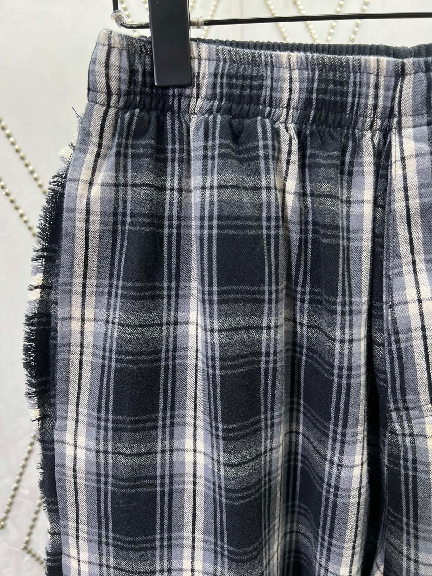 🅿️440 Paris 25ss new custom-dyed plaid splicing loose casual pants, same style for men and women! High version! Size: S.M.L.XL.