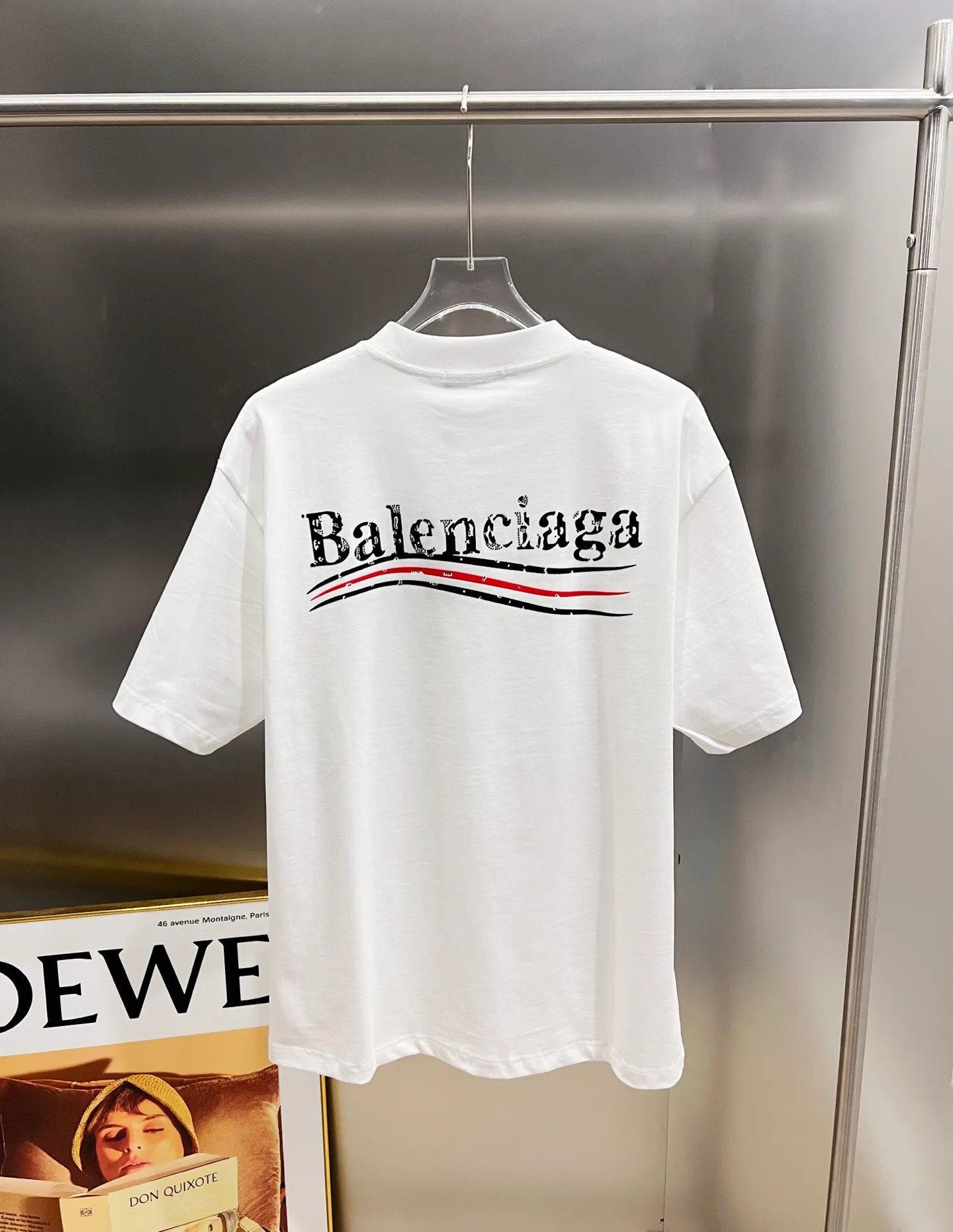 🅿️190 BAL Balenciaga 2025 autumn and winter new short-sleeved T-shirt, classic Coke logo printing + hot diamond process, loose version for men and women, S M L XL XXL, five sizes, color: black, white, Angora red