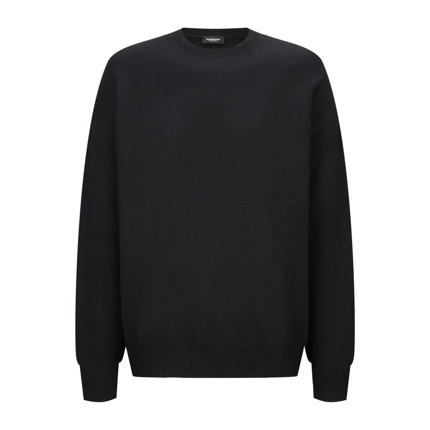 🅿️390 [Exclusive supply] BLCG hand-stitched distressed logo crew neck sweater. The original version was purchased and developed for 14,900. The fabric is made of 35% wool, 55% cotton yarn, and 10% polyester fiber. The sleeve arm logo is made of steel material with electroplating and distressing, and the brand BALENCIAGA logo is laser engraved on the surface. Wash to remove wool impurities - fix the pattern - fix the color. Dropped shoulders, ribbed trim, metallic Balenciaga nameplate on left sleeve Size: S-M-L-XL