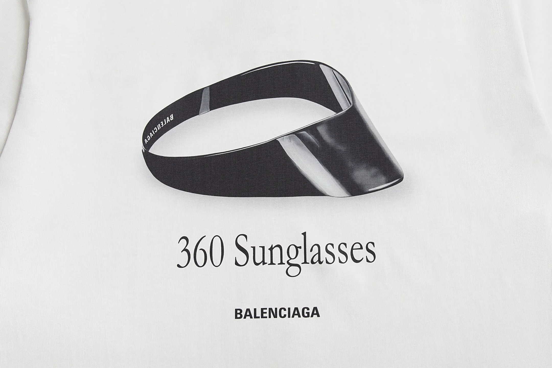 🅿️170 9197# Detailed picture Top version [[BALENCIA*GA] official website quality Paris new sunglasses front and rear digital direct printing printed short-sleeved T-shirt OS version loose dropped shoulders Unisex style Fabric: 260 grams 100% cotton double yarn Technology: front and rear digital direct printing Garment wash Shape solid color Color: off-white Size: XS S M L