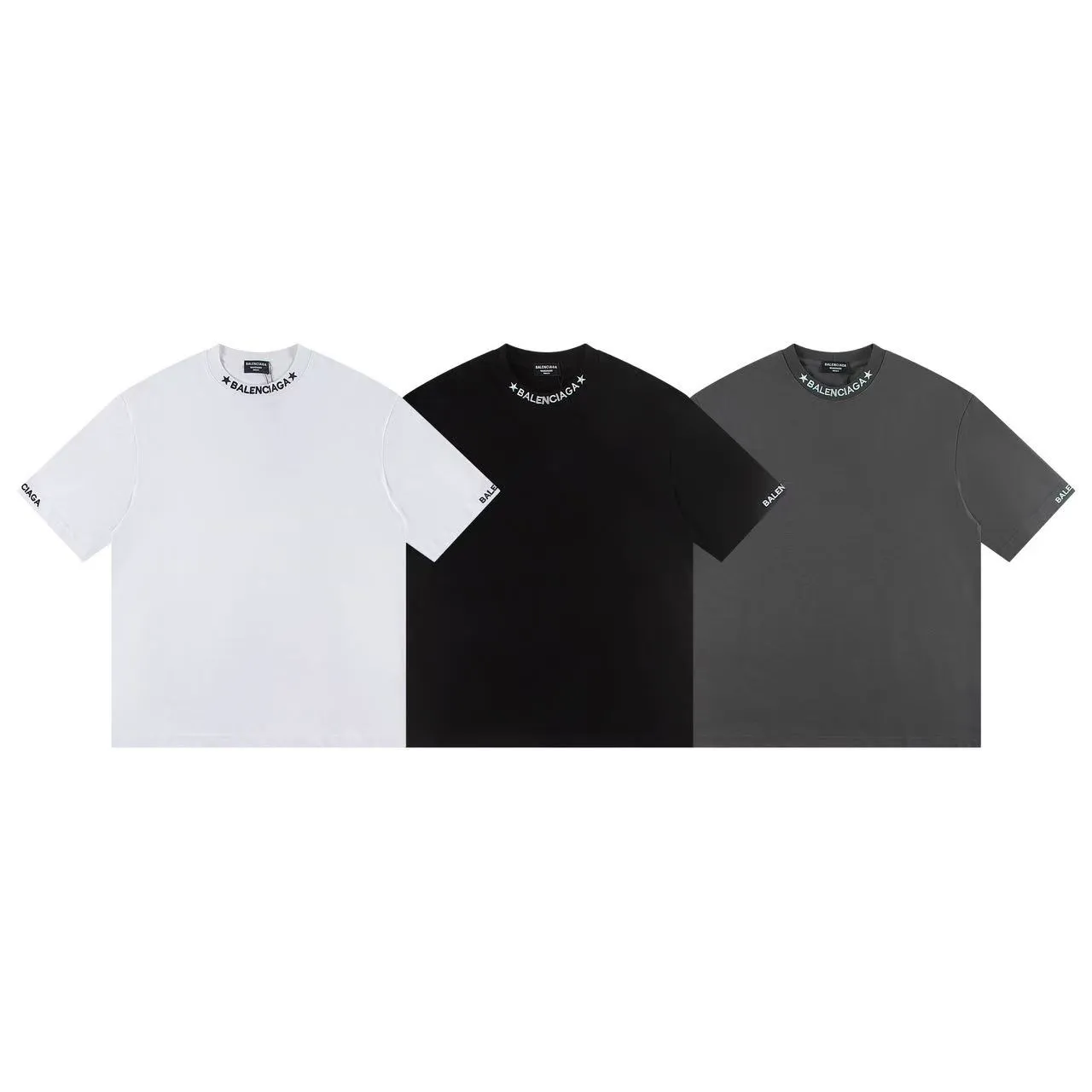 🅿️146 Style: 2025 new Balenciaga embroidered short-sleeved T-shirt Material: High version 300g double yarn combed cotton Size: S～XL Color: Black Style number: Z032