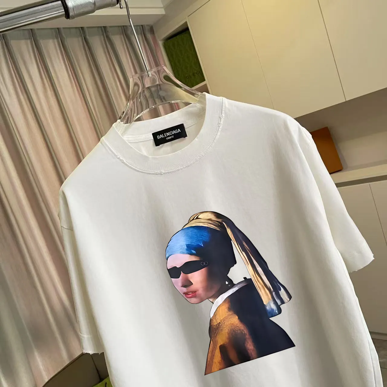 🅿️190 BALENCI*GA Paris 2025 summer new style, washed, distressed, spray-painted, personalized letter logo printing, customized fabric 320g, short-sleeved T-shirt, same style for men and women, size: S M L XL XXL five codes, color: black, white, gradient black, gradient red