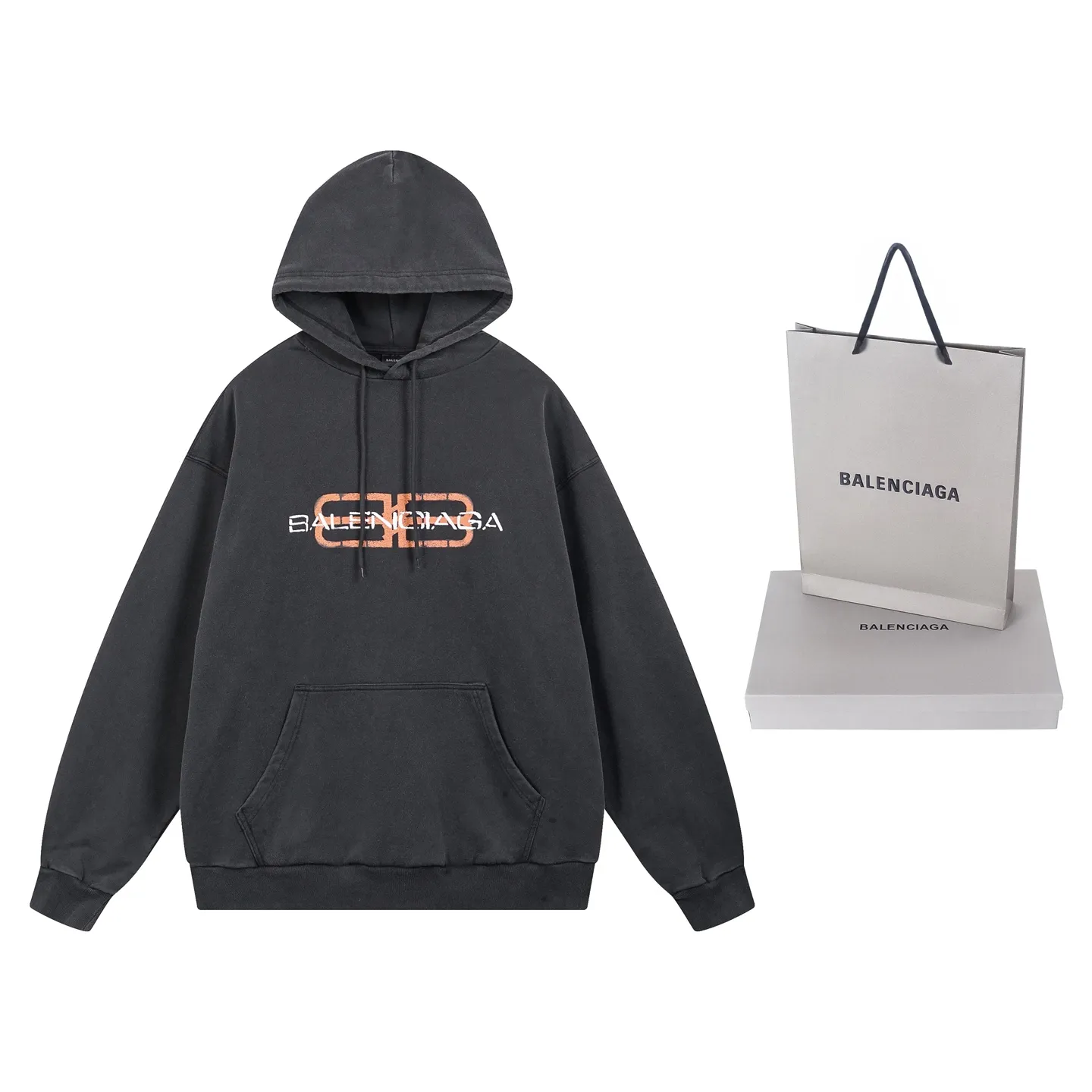 🅿️320 real photos [Top version. Official website quality] BALENCI*GA/Paris.SS25 latest model, Paris new LOGO two-color blur printed washed and distressed hooded sweatshirt. Brick cabinets are synchronized. Genuine products are developed at the first time. Welcome to compare! The fabric is made of Paris ZP custom-woven and dyed cotton sweatshirt. Weighing 460 grams, the cloth surface is clean. The cloth pattern is clear, soft and comfortable. The threads are dyed with no color difference. The printing uses environmentally friendly imported rubber paddles. The letters are clear and the effect is three-dimensional. Garment wash. The version adopts OS loose shoulder design. Same style for men and women. Code: BL259976 Color: washed black Size: XS S M L
