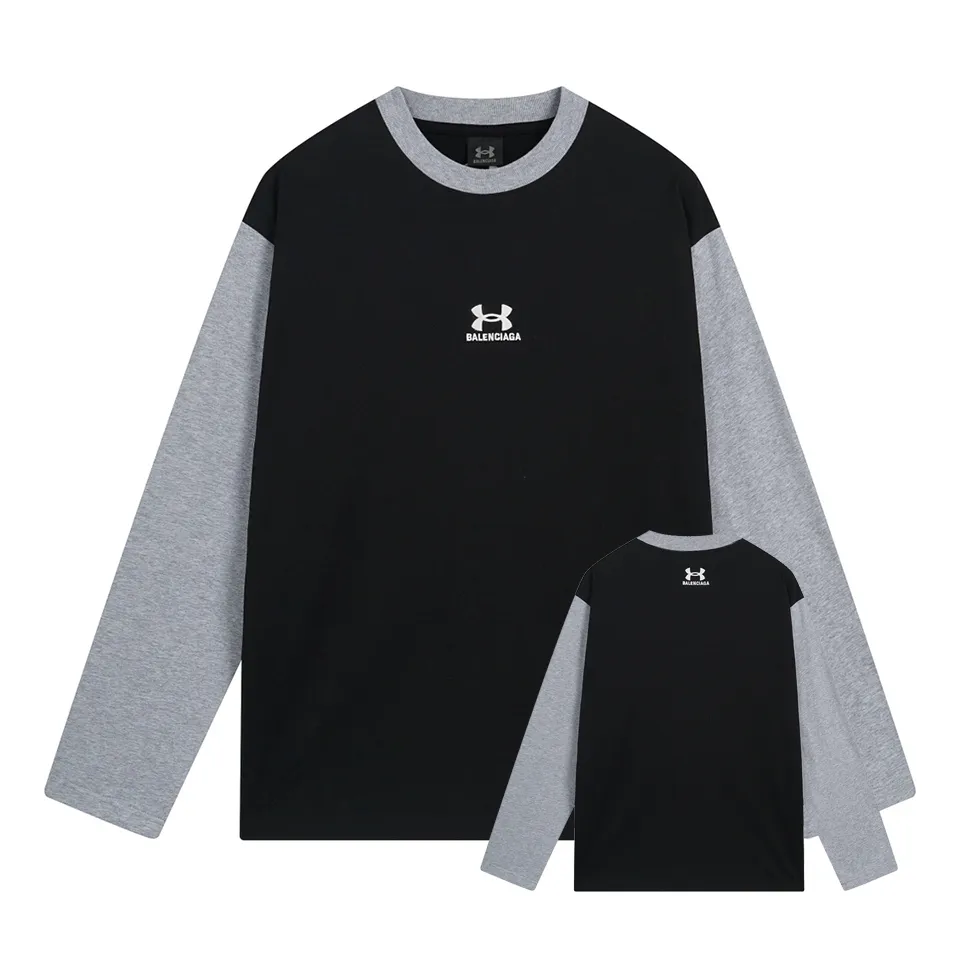 🅿️270 -BALENCI*GA Paris co-branded UnderArmour style long sleeves. The fabric is made of Paris ZP custom-woven and dyed double yarn pure cotton fabric 280g. The thread is custom-woven and dyed without color difference. The classic LOGO pattern embroidery on the front and back is embroidered by Tajima imported machine. Ready-to-wear washed. Two high-temperature styling washes. Os dropped shoulders, loose version, same style for men and women -Color: black -SIZE: XS S M L Style number 8628#