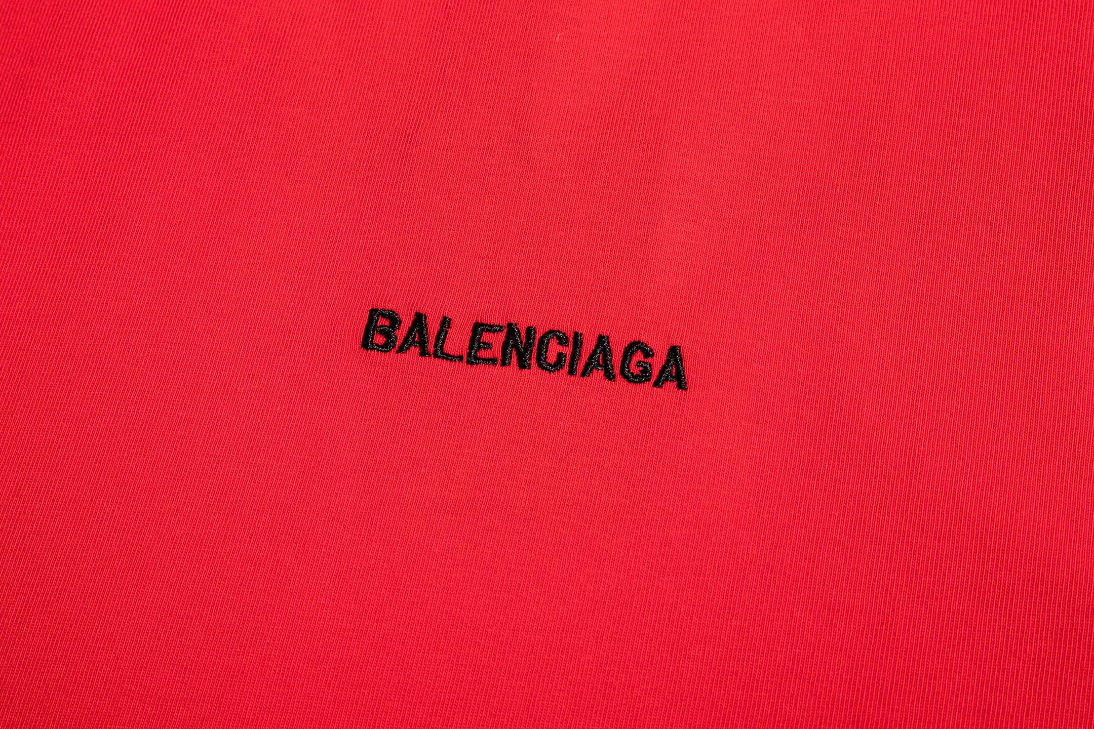 🅿️160 9102# Detailed picture Top version [[BALENCIA*GA] official website quality Paris new classic letter LOGO front and back embroidered short-sleeved T-shirt OS version loose dropped shoulders Unisex style Fabric: 260 grams 100% cotton double yarn Technology: front and back embroidery Garment washing Shape solid color Color: black white gray red Size: XS S M L
