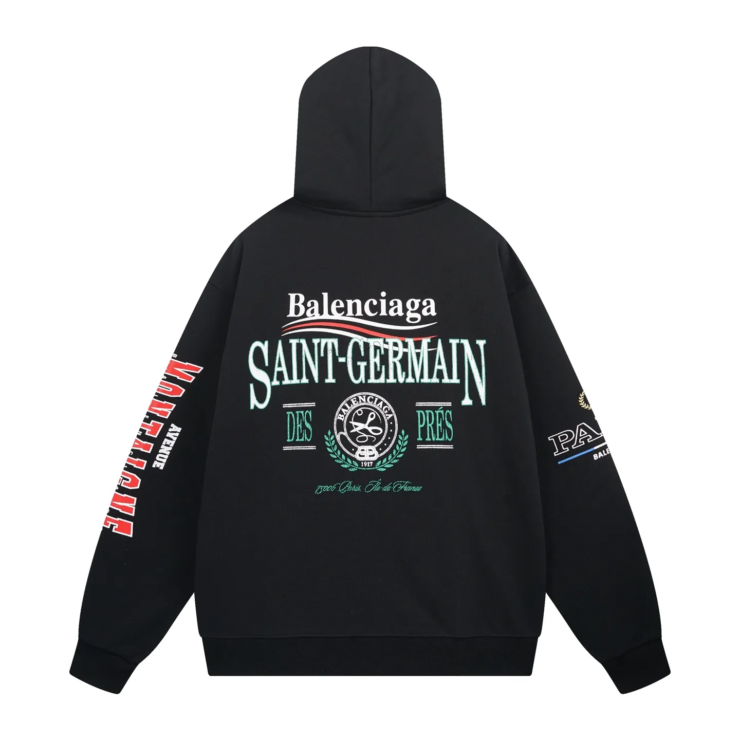 🅿️360 BALENCI*GA Paris' latest Balenciaxx art multi-branded hooded long-sleeved sweatshirt. The front printing uses imported environmentally friendly offset printing. The effect is three-dimensional. Exclusively woven and dyed 460g fabric. Threads are dyed in the same vat with zero color difference. Brick cabinet synchronization. Welcome to compare. Same style for men and women -Color: black white -SIZE: Xs S M L Style No. 8957#