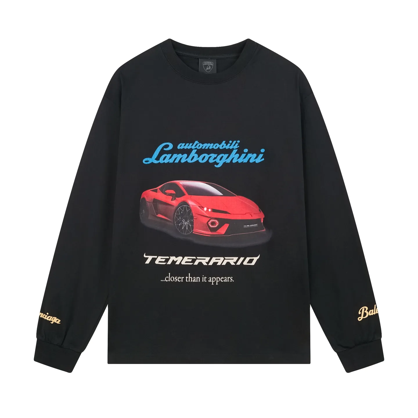 🅿️250 Actual pictures [Top version. Official website quality] BALENCI*GA/Paris co-branded Lamborghini Lamborghini front and back left and right sleeves direct-injection printed long-sleeved T-shirt # SS25 latest model. Research and development at the first time, different market currencies. Comparisons welcome. The fabric is made of Paris ZP custom-woven and dyed cotton double yarn. Weighing 260 grams, the cloth surface is clean. The cloth pattern is clear, soft and comfortable. The threads are dyed with no color difference. Printing adopts computer direct printing. The pattern letters are clear, three-dimensional and without burrs. Jubie market produces pictures based on pictures. Welcome to compare. The version adopts OS loose shoulder design. Same style for men and women. Code: BL255071 Color: white gray, black Size: XS S M L
