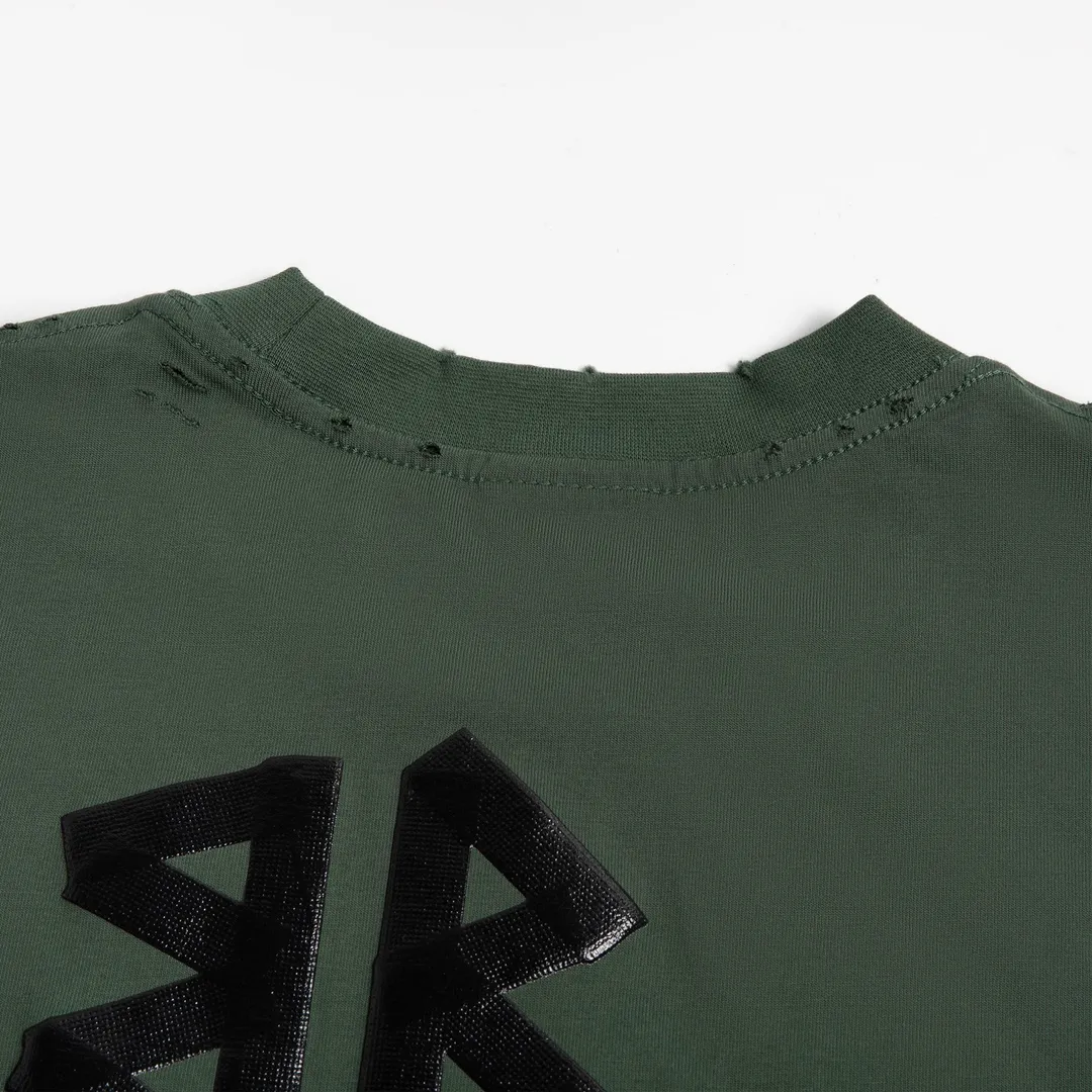 🅿️200 8110# Detailed picture Top version [[BALENCIA*GA] official website quality Paris new yellow tape digital direct spray long-sleeved T-shirt OS version Loose dropped shoulders Unisex fabric: 260g 100% cotton double yarn Process: front and rear digital direct spray Garment wash worn distressed fixed color solid Color: gray blue black white washed blue wine red green Size: XS S M L