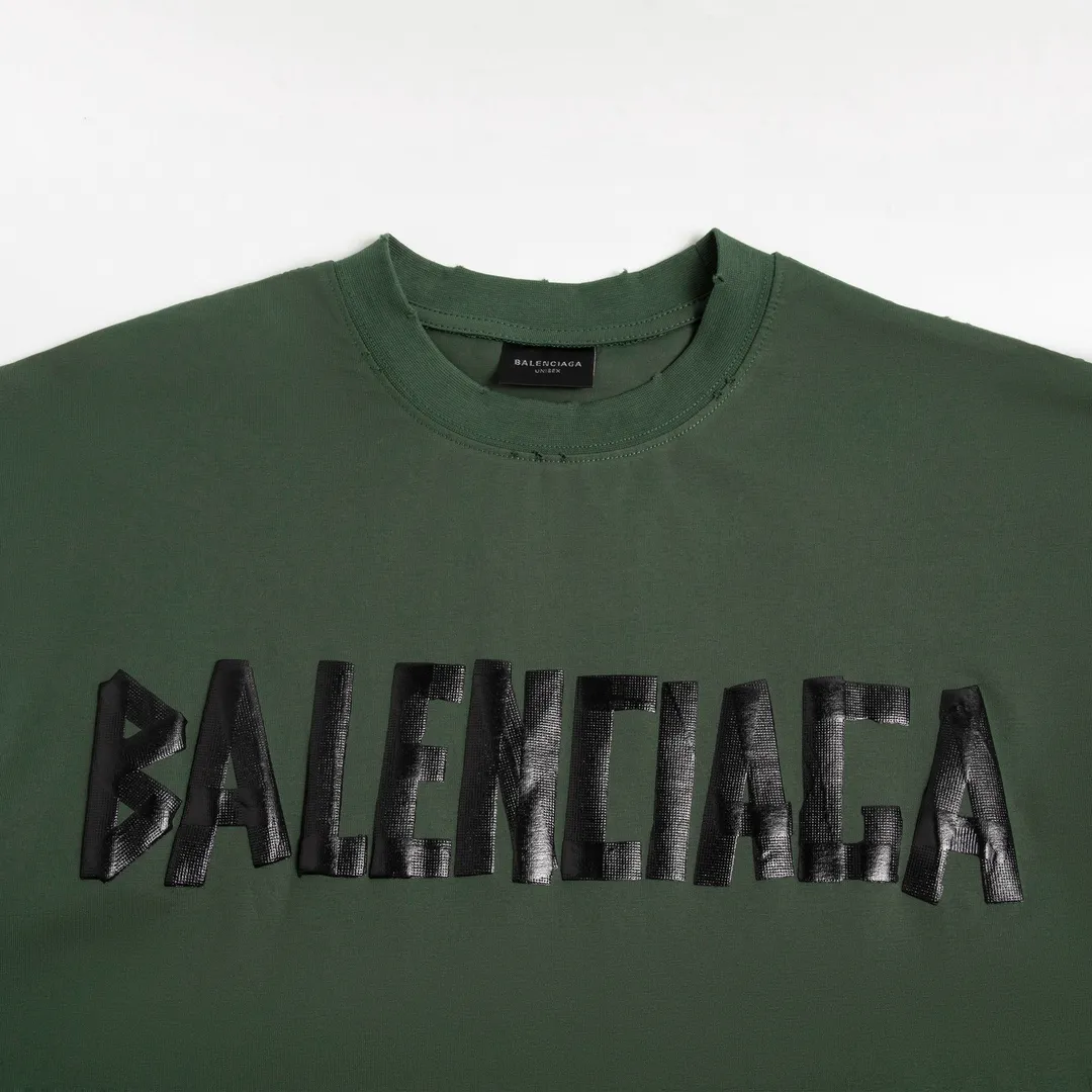 🅿️200 8110# Detailed picture Top version [[BALENCIA*GA] official website quality Paris new yellow tape digital direct spray long-sleeved T-shirt OS version Loose dropped shoulders Unisex fabric: 260g 100% cotton double yarn Process: front and rear digital direct spray Garment wash worn distressed fixed color solid Color: gray blue black white washed blue wine red green Size: XS S M L