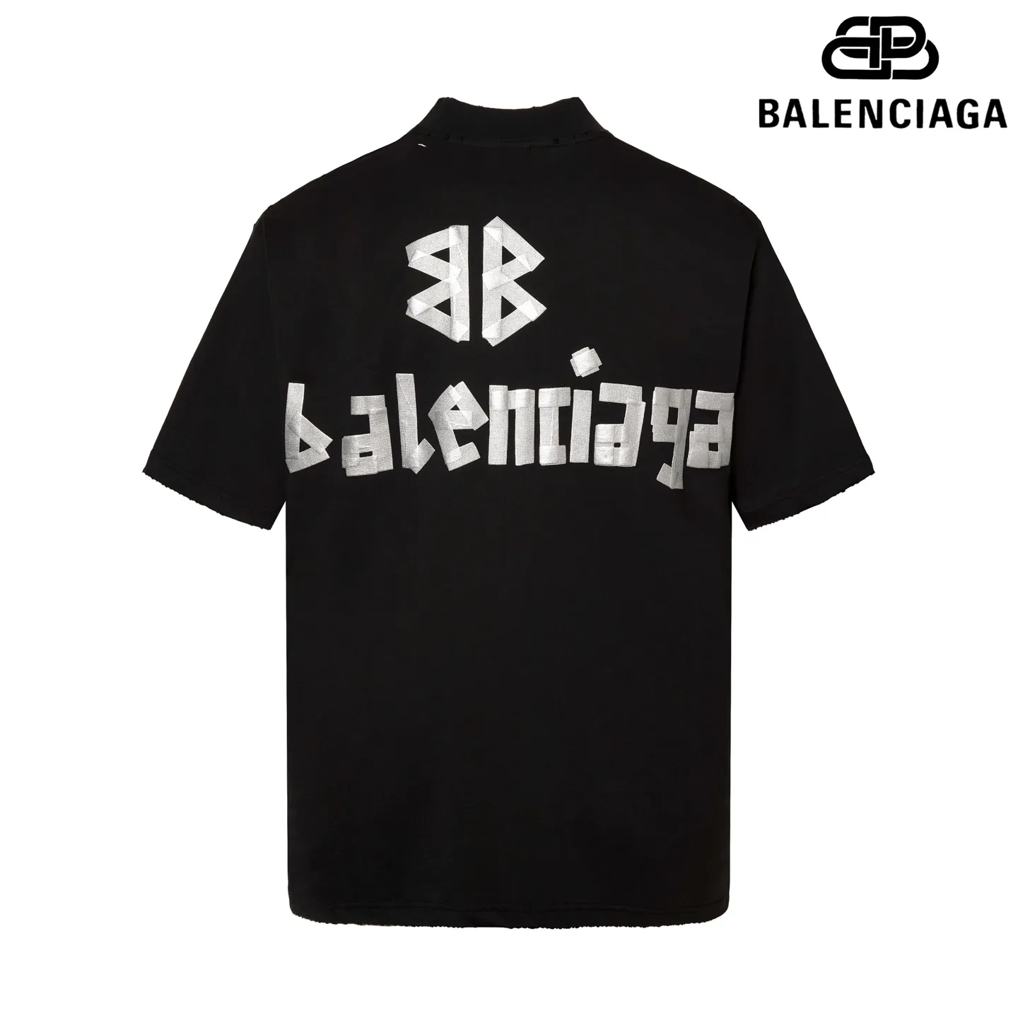 🅿️180 9110# Detailed picture Top version [[BALENCIA*GA] Official website quality Paris new yellow tape bandage digital direct spray short-sleeved T-shirt OS version Loose dropped shoulders Same style for men and women Fabric: 260 grams 100% cotton double yarn Process: Front and rear digital direct spray Garment wash Frayed Distressed Styling Solid color Color: gray blue white washed blue burgundy green black silver Rose Red Khaki Size: XS S M L