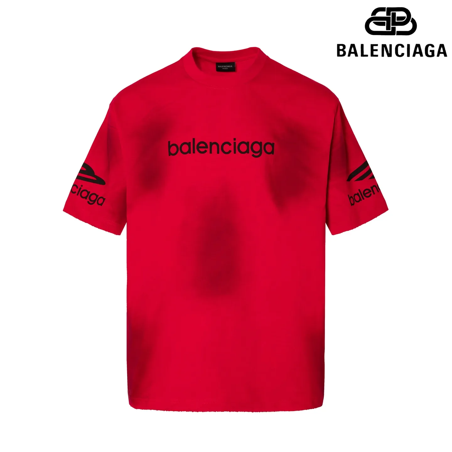 🅿️180 9187# Detailed picture Top version [[BALENCIA*GA] official website quality Paris new ski series 3M artistic letter LOGO printed short-sleeved T-shirt OS version loose dropped shoulders Unisex style Fabric: 260g 100% cotton double yarn Technology: front and rear left and right sleeve printing Garment wash spray painting worn distressed shaping solid color Color: black white Red (red has different craftsmanship and different prices) Size: XS S M L