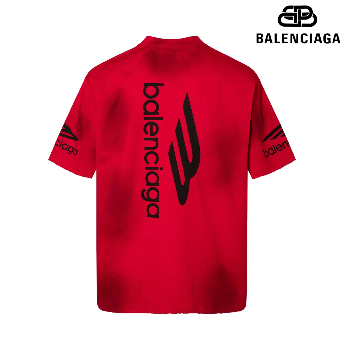 🅿️180 9187# Detailed picture Top version [[BALENCIA*GA] official website quality Paris new ski series 3M artistic letter LOGO printed short-sleeved T-shirt OS version loose dropped shoulders Unisex style Fabric: 260g 100% cotton double yarn Technology: front and rear left and right sleeve printing Garment wash spray painting worn distressed shaping solid color Color: black white Red (red has different craftsmanship and different prices) Size: XS S M L