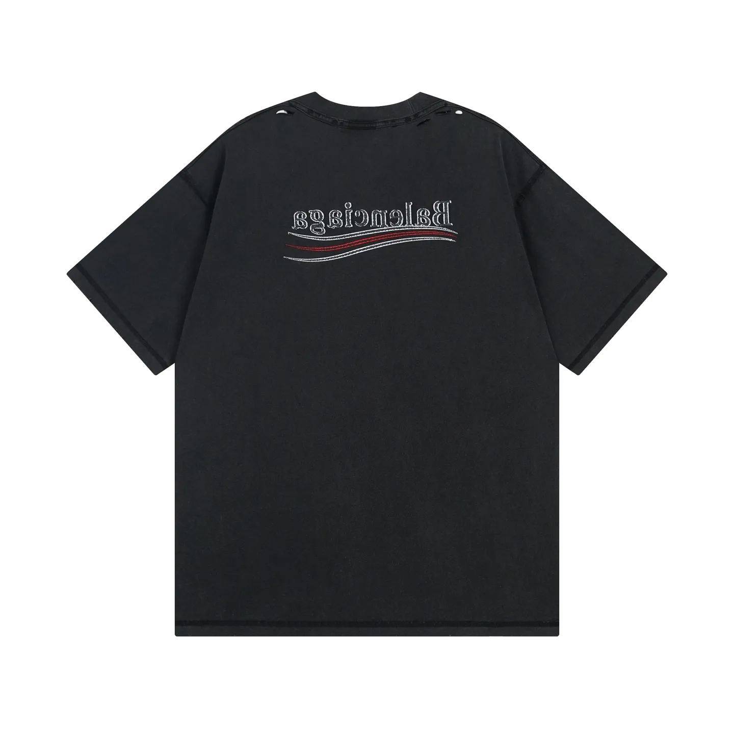 🅿️200 Actual pictures [Top version. Official website quality] BALENCI*GA/Paris #2025 new classic Coke sea spray LOGO reverse embroidery, washed and worn short-sleeved T-shirt, ready-to-wear stitched on the reverse, ready-to-wear washed, full of design sense. Welcome to compare. The fabric is made of Paris ZP custom-woven and dyed cotton double yarn, weight 260 grams, clean cloth surface. Clear cloth pattern, soft and comfortable. The threads are dyed with no color difference. The classic letter LOGO is embroidered on the reverse using an imported Tajima embroidery machine. The effect is three-dimensional. Restore brick cabinet, adopt OS loose shoulder style. Same style for men and women. Code: BL253677 Color: washed black, apricot Size: XS S M L