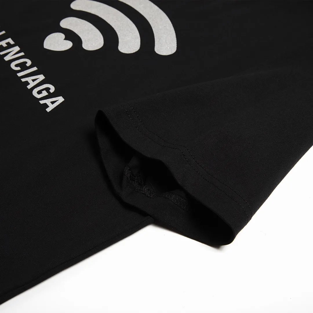 🅿️160 9138# Detailed picture Top version [[BALENCIA*GA] official website quality Paris new Chinese Valentine's Day 520 limited WI-FI catwalk style printed short-sleeved T-shirt OS version Loose dropped shoulders Unisex fabric: 260g 100% cotton double yarn Technology: front reflective printing Garment washing Shaping solid color Color: black white Size: XS S M L