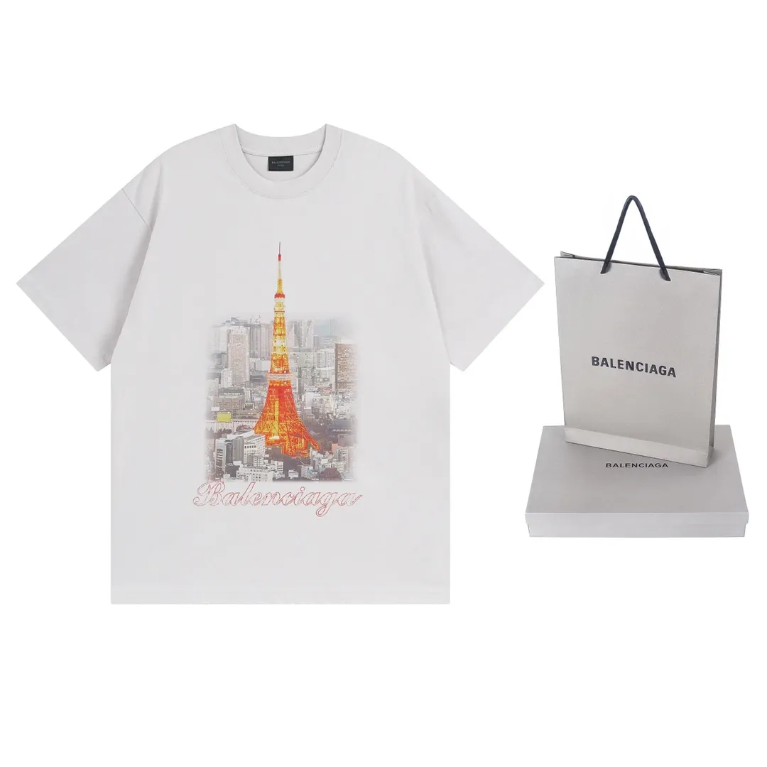 🅿️194 Detailed picture [Top version. Official website quality] BALENCI*GA/Paris. 2024 new style, Paris. Japan Tokyo Tower limited edition. Front and rear direct-injection printing, washed and distressed short-sleeved T-shirt, 2024 new style. Y plate customization. Special market currency. Brick cabinets are synchronized. Genuine products are developed at the first time, and you can print and compare! The fabric is made of Paris ZP custom-woven and dyed cotton double yarn. Weighing 260 grams, the cloth surface is clean. The cloth pattern is clear, soft and comfortable. The threads are dyed with no color difference. The printing uses environmentally friendly imported materials for direct-injection printing, with clear letters and three-dimensional effect. The entire garment is washed, distressed and worn. The version adopts OS loose shoulder design. Same style for men and women. Code: BL223381 Color: black blue. Beige. Size: XS to L