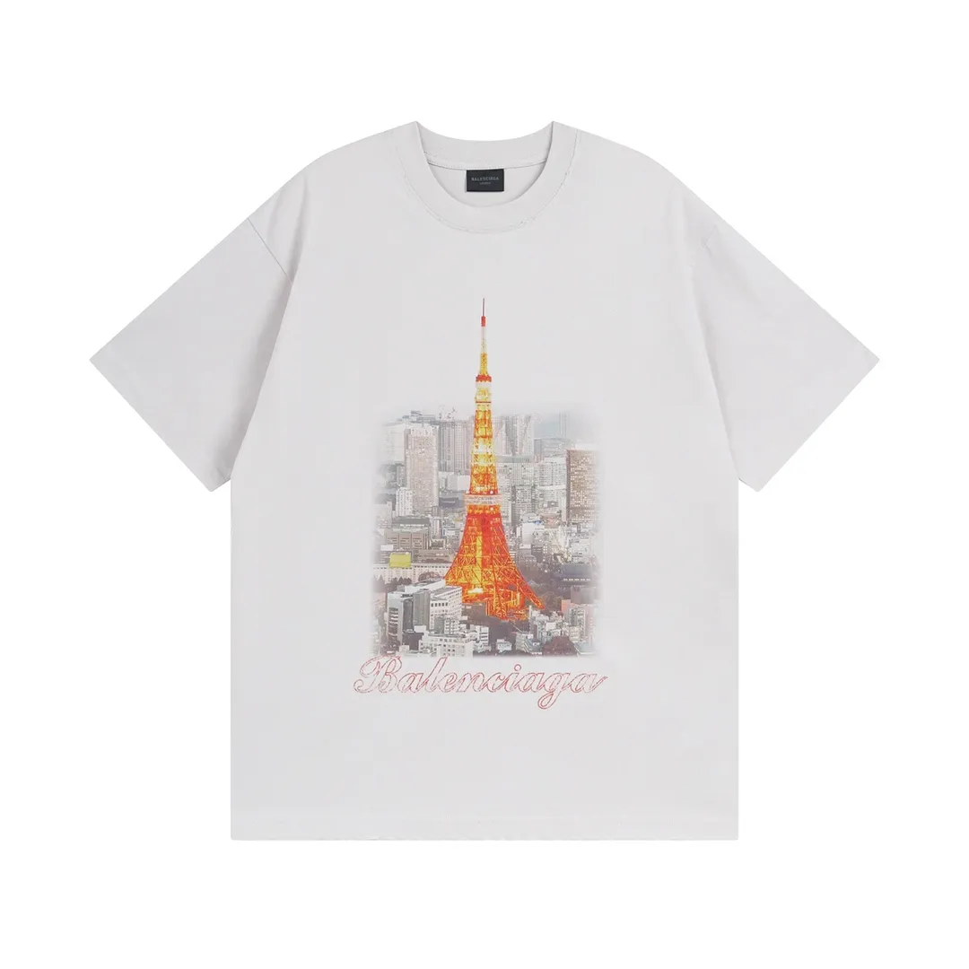 🅿️194 Detailed picture [Top version. Official website quality] BALENCI*GA/Paris. 2024 new style, Paris. Japan Tokyo Tower limited edition. Front and rear direct-injection printing, washed and distressed short-sleeved T-shirt, 2024 new style. Y plate customization. Special market currency. Brick cabinets are synchronized. Genuine products are developed at the first time, and you can print and compare! The fabric is made of Paris ZP custom-woven and dyed cotton double yarn. Weighing 260 grams, the cloth surface is clean. The cloth pattern is clear, soft and comfortable. The threads are dyed with no color difference. The printing uses environmentally friendly imported materials for direct-injection printing, with clear letters and three-dimensional effect. The entire garment is washed, distressed and worn. The version adopts OS loose shoulder design. Same style for men and women. Code: BL223381 Color: black blue. Beige. Size: XS to L
