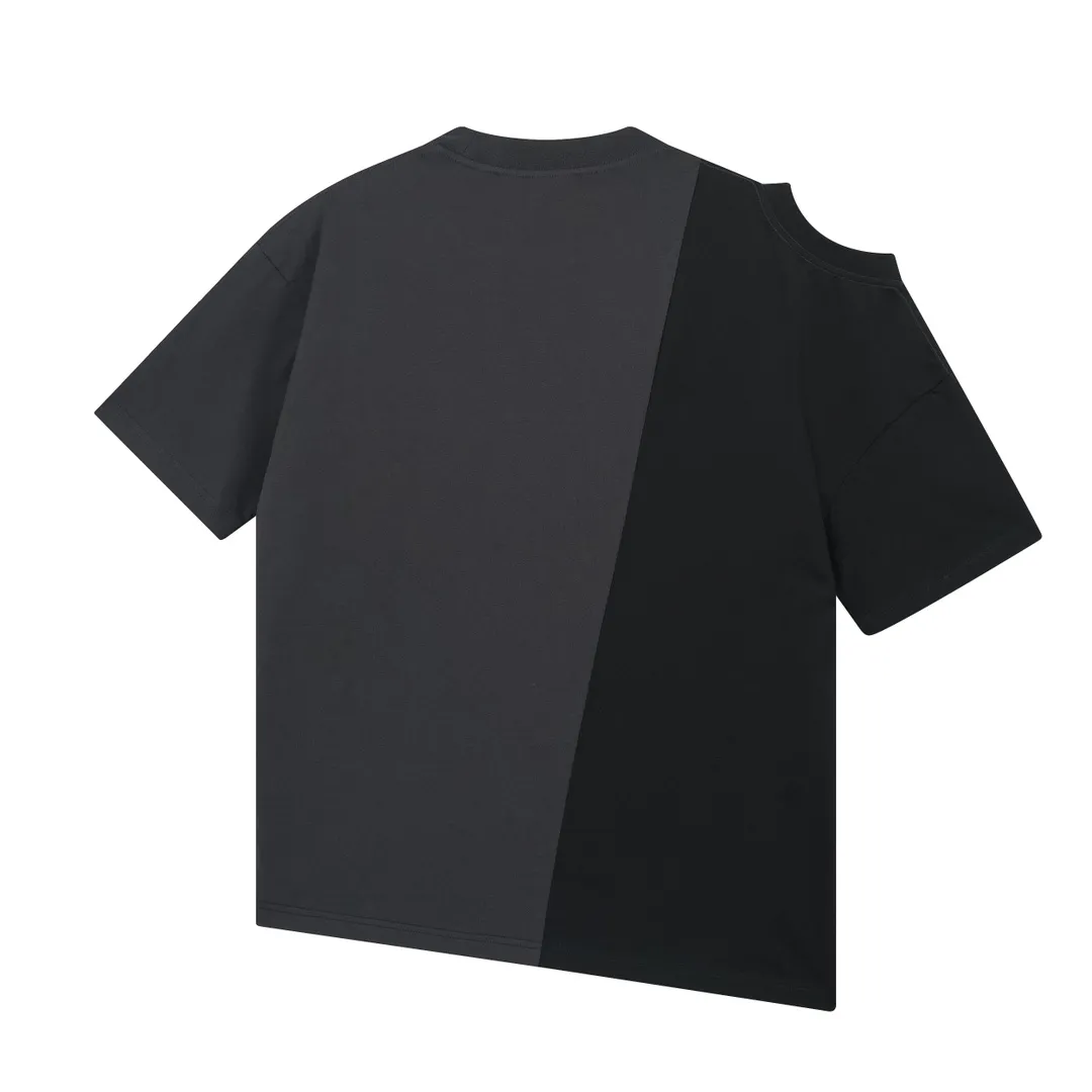 🅿️220 real photos [Top version. Official website quality] BALENCI*GA/Paris. SS25 latest letter LOGO printed splicing off-shoulder short-sleeved T-shirt. Brick cabinet synchronization. Genuine product developed at the first time, happy to print and compare! The fabric is made of Paris ZP custom-woven and dyed cotton double yarn. Weighing 260 grams, the cloth surface is clean. The cloth pattern is clear, soft and comfortable, and the threads are dyed with no color difference. The printing uses environmentally friendly imported materials. The letters are clear and the effect is three-dimensional. The version adopts OS loose shoulder design. Women's model Code: BL253636 Color: black and blue Size: XS S M L