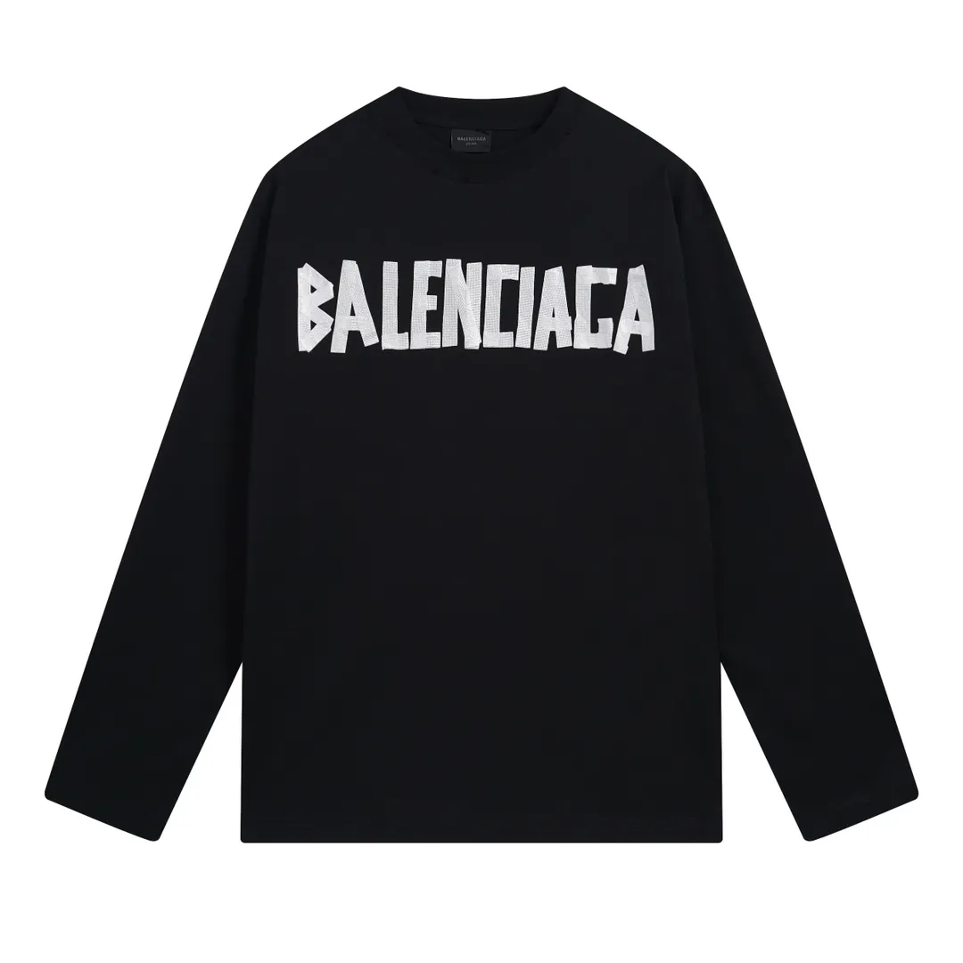 🅿️250 BALENCI*GA Paris tape series printed washed distressed long sleeves. The fabric is made of 280g Paris-specific double yarns*high weight 1:1 double yarn rib. The front and rear panels are made of imported Kornray machine direct-injection printing technology. Distressing + multi-position cutting and wear-making process. Two high-temperature shaping washes. os dropped shoulders and loose version. Same style for men and women -Color: off-white, iron gray, burgundy, green, black blue, fog blue -SIZE: XS S M L style number 8602#