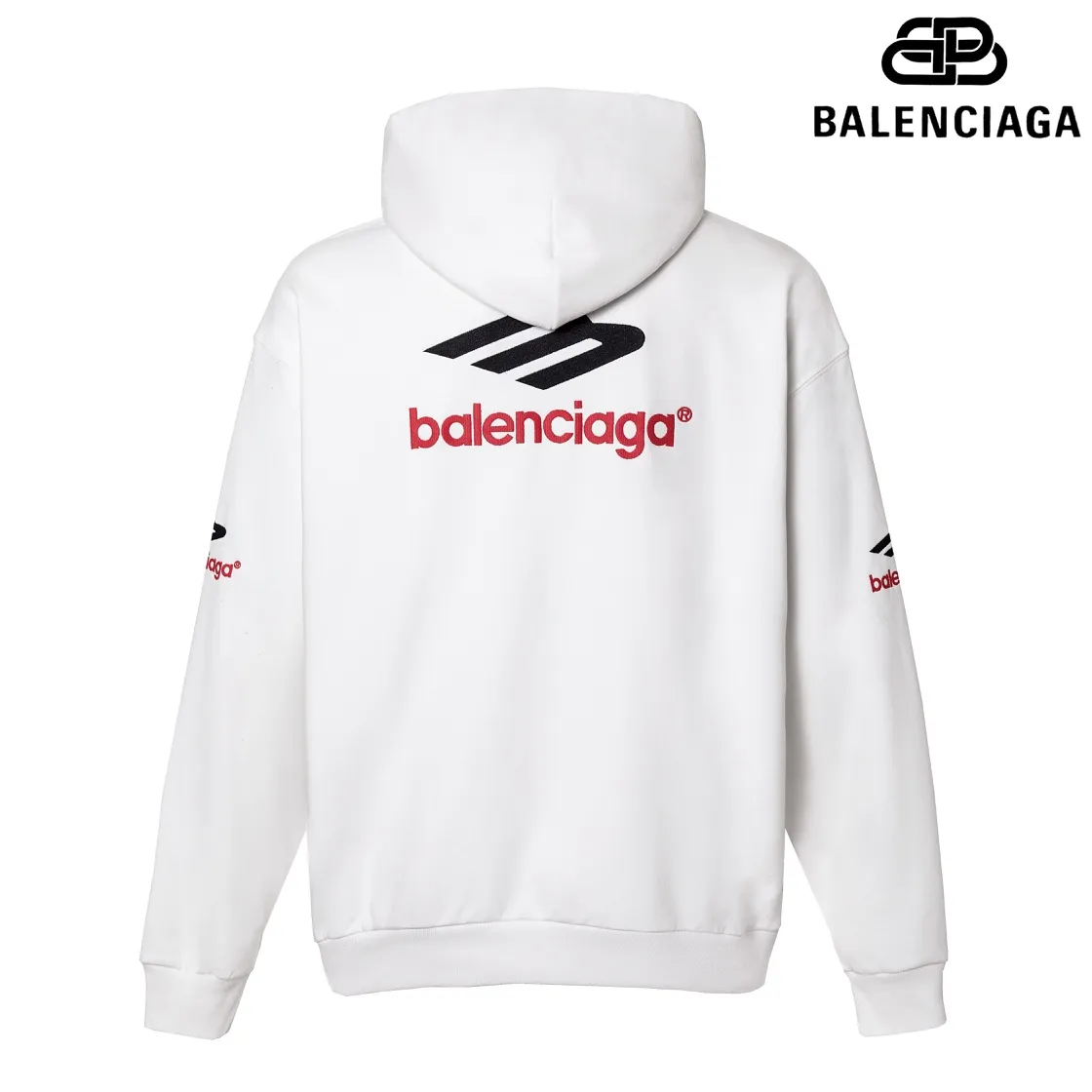 🅿️286 7152# Detailed picture Top version [BALENCIA*GA] Official website quality Paris new 3M letter large LOGO embroidery series hooded sweatshirt OS version Loose dropped shoulders Unisex style Fabric: 480g 100% cotton terry David sweater Technology: Embroidery on the front and rear panels on the left and right sleeves Garment wash Shaping Fixed color Color: Gray blue White Size: XS S M L