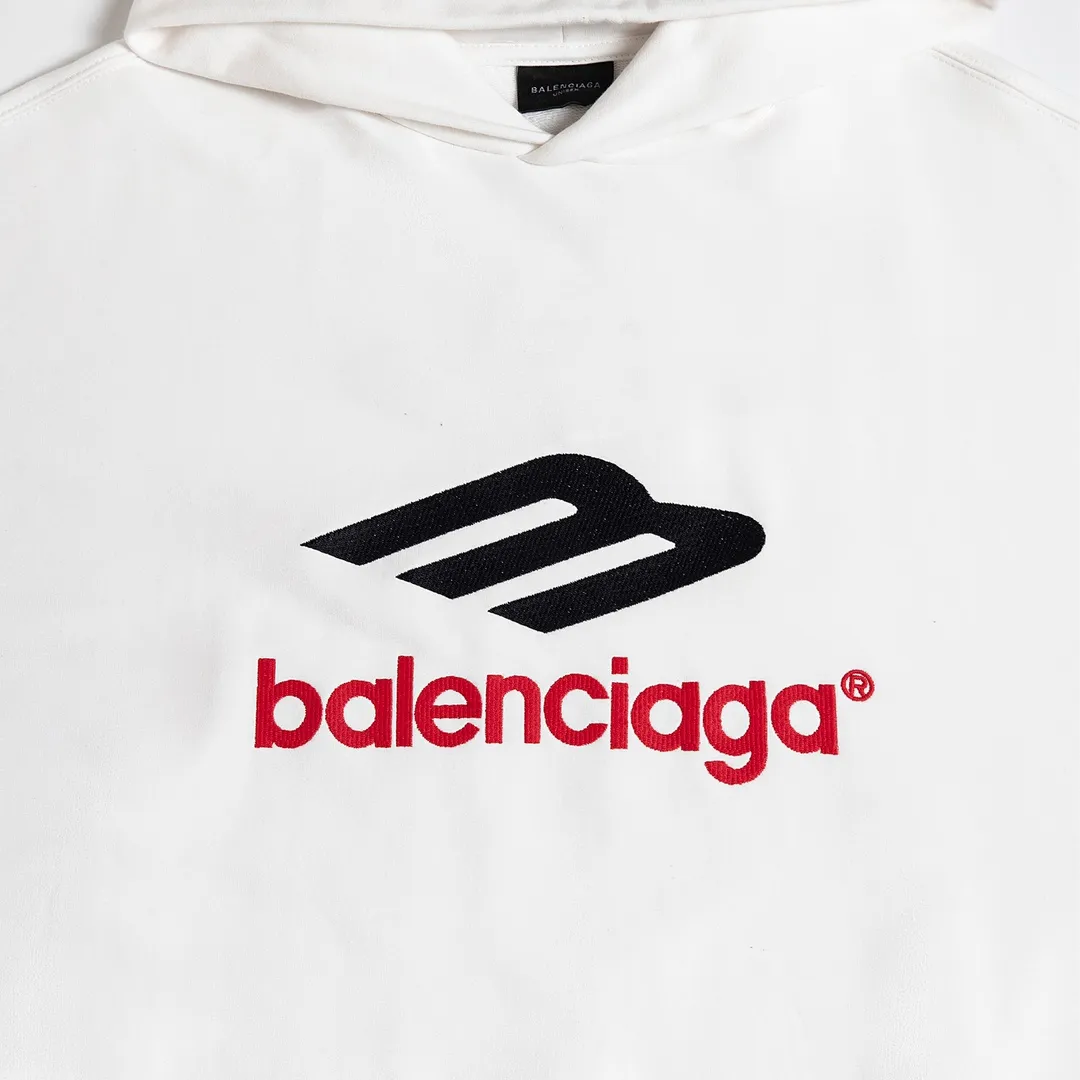 🅿️286 7152# Detailed picture Top version [BALENCIA*GA] Official website quality Paris new 3M letter large LOGO embroidery series hooded sweatshirt OS version Loose dropped shoulders Unisex style Fabric: 480g 100% cotton terry David sweater Technology: Embroidery on the front and rear panels on the left and right sleeves Garment wash Shaping Fixed color Color: Gray blue White Size: XS S M L