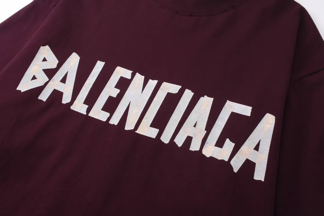 🅿️250 BALENCI*GA Paris tape series printed washed distressed long sleeves. The fabric is made of 280g Paris-specific double yarns*high weight 1:1 double yarn rib. The front and rear panels are made of imported Kornray machine direct-injection printing technology. Distressing + multi-position cutting and wear-making process. Two high-temperature shaping washes. os dropped shoulders and loose version. Same style for men and women -Color: off-white, iron gray, burgundy, green, black blue, fog blue -SIZE: XS S M L style number 8602#