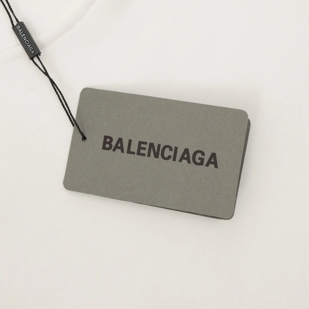 🅿️500 Balenciaga 25FW wheat ear round neck sweatshirt 480g high-grade combed cotton fabric counter collar label purchase-grade white thick plate hangtag original hanging grain three-dimensional foam printing on the front and back with strong layering Uniform style for men and women Couple style oversize version loose Size: S-XL