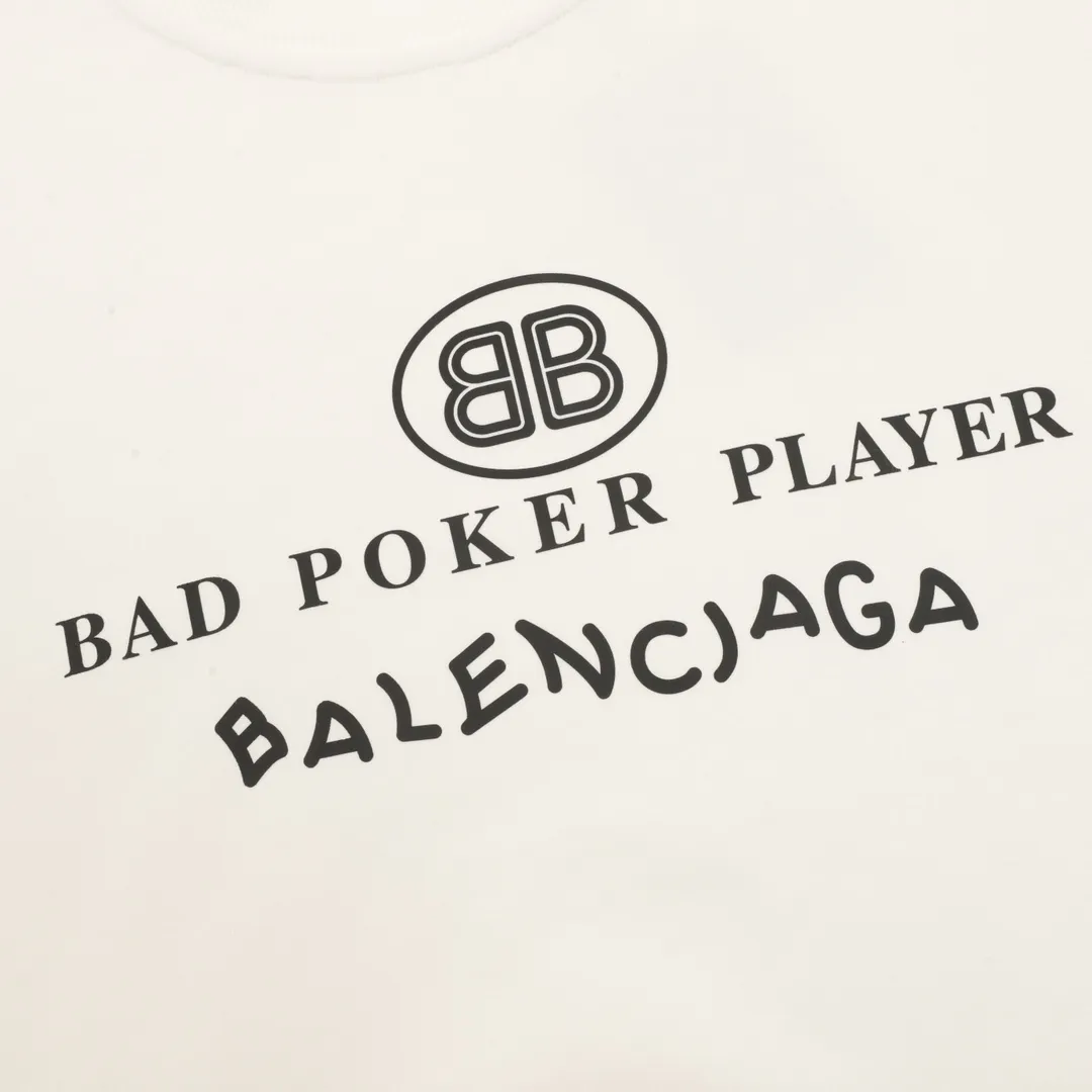 🅿️500 Balenciaga 25FW Poker letter round neck sweatshirt 480g high-grade combed cotton fabric Counter collar label Purchasing grade white thick plate hang tag Original hanging grain Three-dimensional foam printing on the front and back Strong sense of layering Same style for men and women Couple style Oversize version Loose Size: S-XL