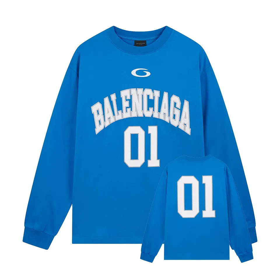 🅿️280 BALENCI*GA latest basketball jersey embroidered printed long-sleeved T-shirt. The front embroidery is embroidered and printed with Tajima computer embroidery machine, the lower left corner is embroidered and printed, and the back piece is printed. The letters are clear. The effect is three-dimensional. Exclusively pattern-woven and dyed 280g fabric. Threads are dyed in the same cylinder with zero color difference. The version adopts OS loose off-shoulder version. Welcome to compare. Same style for men and women -Color: black white purple Cailan -SIZE: Xs S M L Style No. 8536#