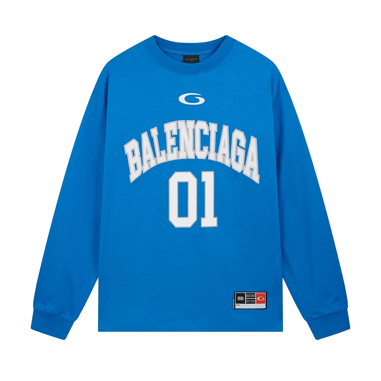 🅿️280 BALENCI*GA latest basketball jersey embroidered printed long-sleeved T-shirt. The front embroidery is embroidered and printed with Tajima computer embroidery machine, the lower left corner is embroidered and printed, and the back piece is printed. The letters are clear. The effect is three-dimensional. Exclusively pattern-woven and dyed 280g fabric. Threads are dyed in the same cylinder with zero color difference. The version adopts OS loose off-shoulder version. Welcome to compare. Same style for men and women -Color: black white purple Cailan -SIZE: Xs S M L Style No. 8536#
