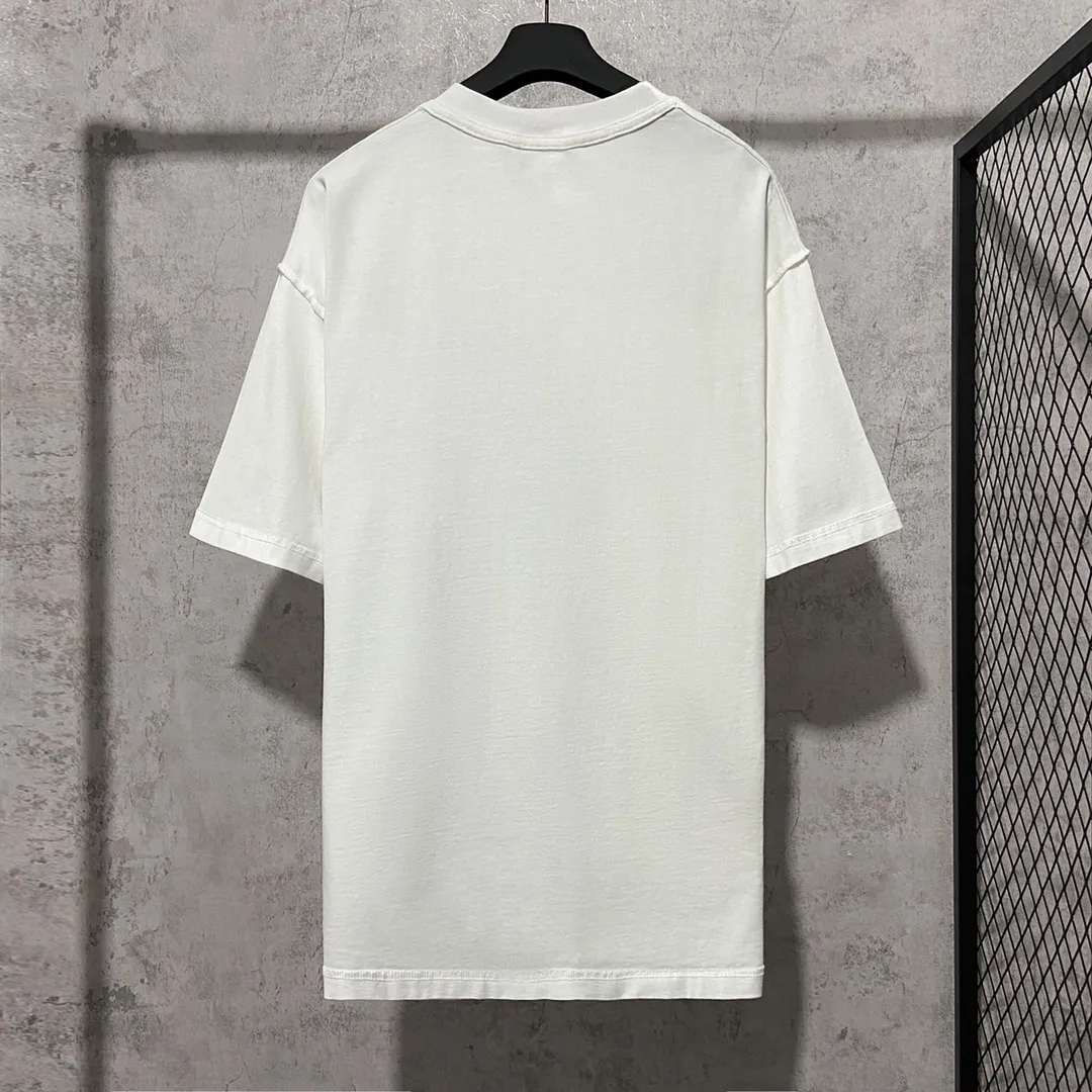 🅿️160 9136# Actual photo top version [[BALENCIA*GA] official website quality Paris new joint GENERATED series reverse stitched short-sleeved T-shirt OS version loose dropped shoulders Unisex fabric: 260g 100% cotton double yarn Process: front panel 3D three-dimensional silicone heat transfer reverse stitching garment wash shaping solid color Color: black white Size: XS S M L