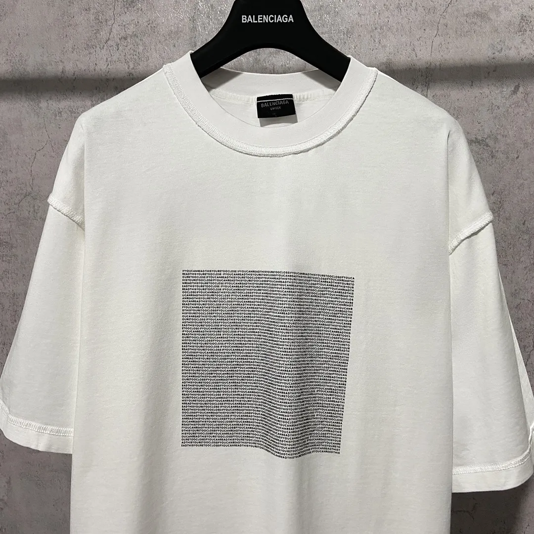 🅿️160 9136# Actual photo top version [[BALENCIA*GA] official website quality Paris new joint GENERATED series reverse stitched short-sleeved T-shirt OS version loose dropped shoulders Unisex fabric: 260g 100% cotton double yarn Process: front panel 3D three-dimensional silicone heat transfer reverse stitching garment wash shaping solid color Color: black white Size: XS S M L