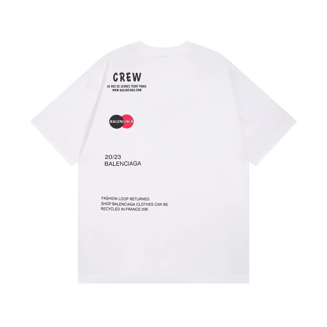 🅿️170 Detail Picture [Top version. Official website quality] BALENCI*GA/Paris BALENCI*GA#2023 new model, multi-logo classic printed short-sleeved T-shirt. The fabric is made of Paris ZP custom-woven and dyed 100% cotton double yarn compact cotton. The weight is 260 grams, the cloth surface is clean. The cloth pattern is clear. Soft and comfortable. Good color fastness. Not easy to change color. The threads are woven and dyed with no color difference. Printing uses computer direct printing. The effect is three-dimensional and has no burrs. The version adopts OS loose shoulder design. Same style for men and women. Code: BL223205 Color: Black. White Size: XS to L