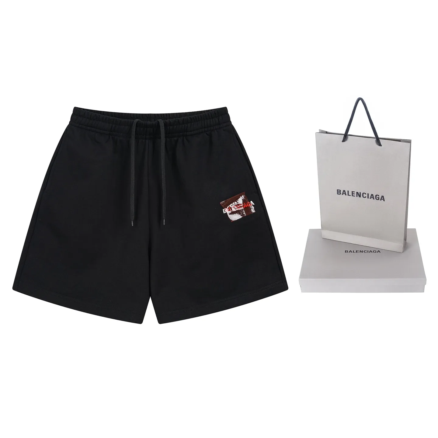 🅿️210 real photos [Top version. Official website quality] BALENCI*GA/Paris. 2025 new model. Paris letter LOGO embroidered tape-laminated shorts. Brick cabinet synchronization. Genuine product developed at the first time, please print and compare! The fabric is made of Paris ZP custom-woven and dyed 100% cotton terry sweatshirt. The weight is 460 grams. The cloth surface is clean. The cloth pattern is clear and the hand feels soft and comfortable. The embroidery uses an imported Tajima embroidery machine. The letters are clear and the effect is three-dimensional. The version adopts a loose version. Same style for men and women. Code: BL257005 Color: Black Size: XS S M L