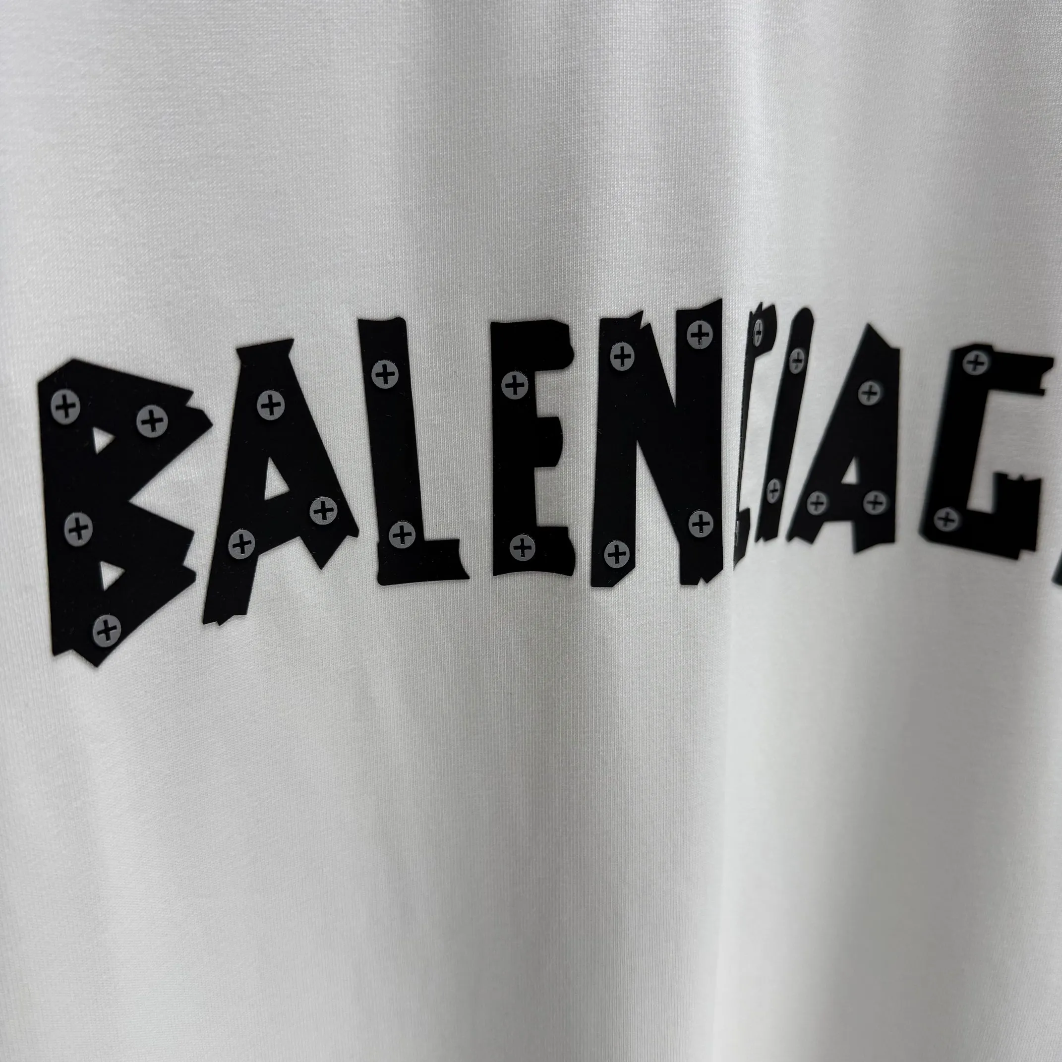 🅿️240 BALENC* Paris* 2025 autumn and winter new thick long-sleeved T-shirt 320g pure cotton letter logo three-dimensional silicone Color: Black White Angora Red Size: S M L XL