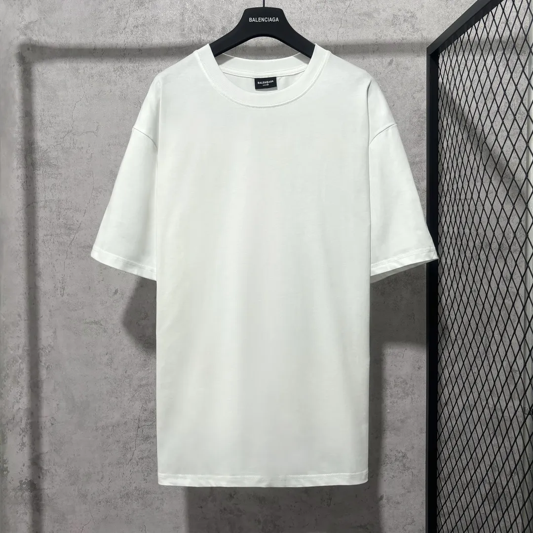🅿️160 9105# Real shot top version [[BALENCIA*GA] official website quality Paris new classic letter back panel printed short-sleeved T-shirt OS version loose dropped shoulders Unisex fabric: 260g 100% cotton double yarn Process: back panel printing Garment wash Shape solid color Color: black white Size: XS S M L