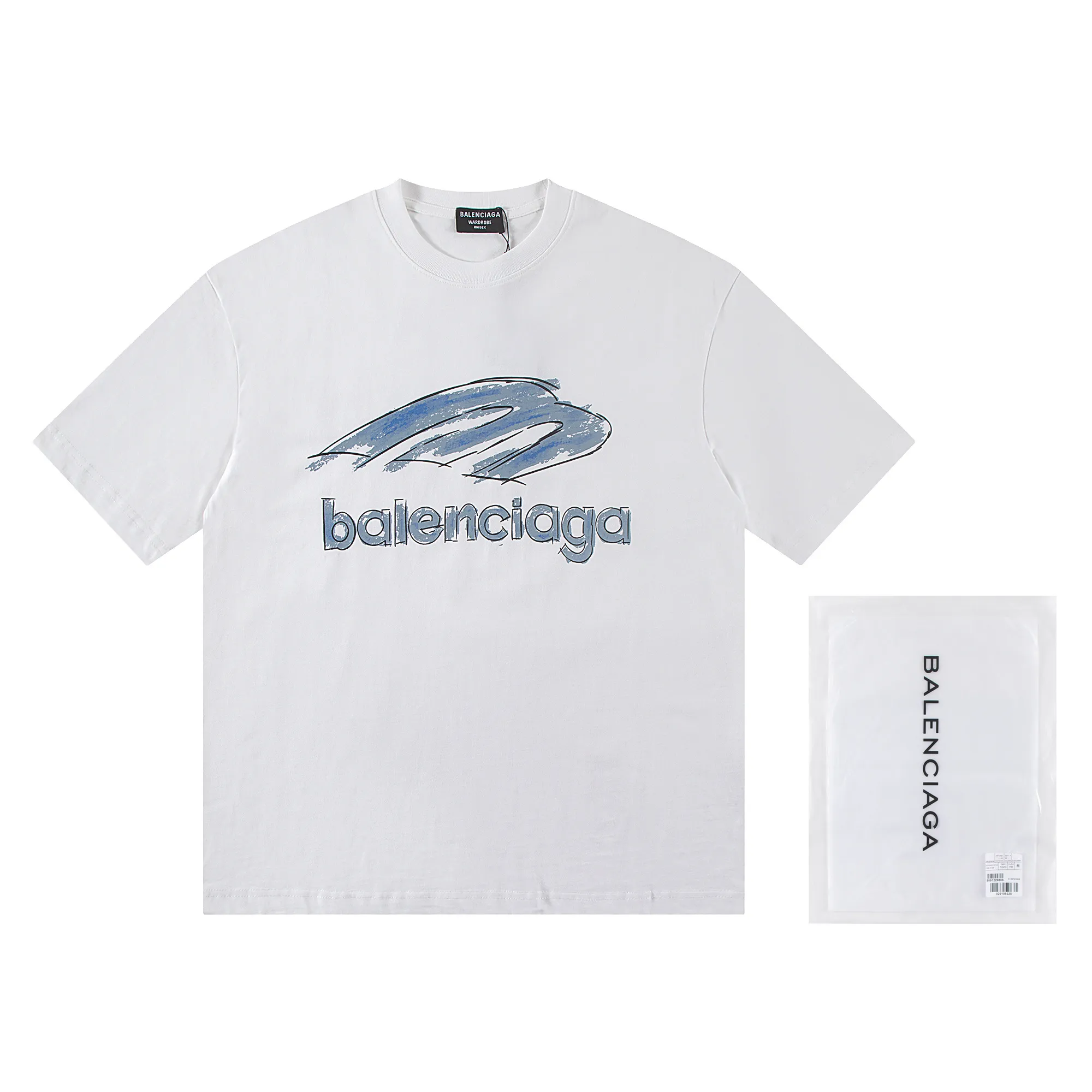 🅿️160 Balenciaga2026 new painted T-shirt Material: Made of high version 300g double yarn combed cotton Size: S M L XL Color: black and white Style number: W2806