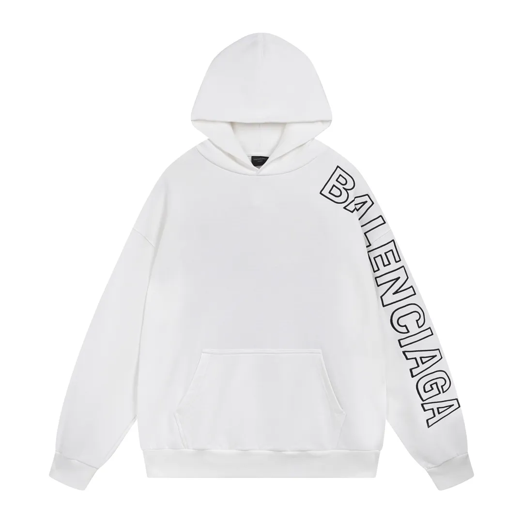 🅿️320 detailed pictures [Top version. Official website quality] BALENCI*GA/Paris BALENCI*GA#2024 latest model, Paris classic letter large LOGO embroidered hooded sweatshirt. Brick cabinet synchronization. Genuine products are developed and developed as soon as possible, welcome to compare! The fabric is made of Paris ZP custom-woven and dyed cotton terry sweatshirt. The weight is 450 grams. The cloth surface is clean. The cloth pattern is clear. It is soft and comfortable. It has good color fastness and is not easy to change color. The threads are woven and dyed with no color difference. The embroidery is done using imported Tajima embroidery machines. Super W needle thread embroidery, accurate positioning, three-dimensional effect, clear lines. No burrs and miscellaneous threads, ultra-high craftsmanship embroidery. The version adopts OS loose shoulder design. Same style for men and women. Code: BL238015 Color: Black. White Size: XS S M L