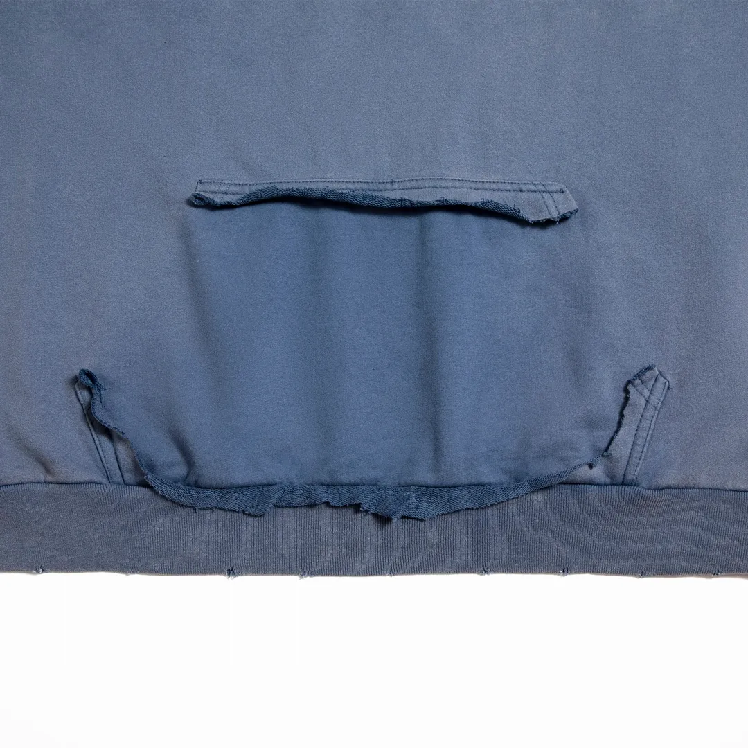 🅿️330 7153# Detail picture Top version [BALENCIA*GA] Official website quality Paris new yellow tape series hooded sweatshirt OS version Loose dropped shoulders Same style for men and women Fabric: 480g 100% cotton terry sweatshirt Process: front and back digital direct printing Garment wash worn distressed fixed color Color: washed black gray blue washed blue Size: XS S M L