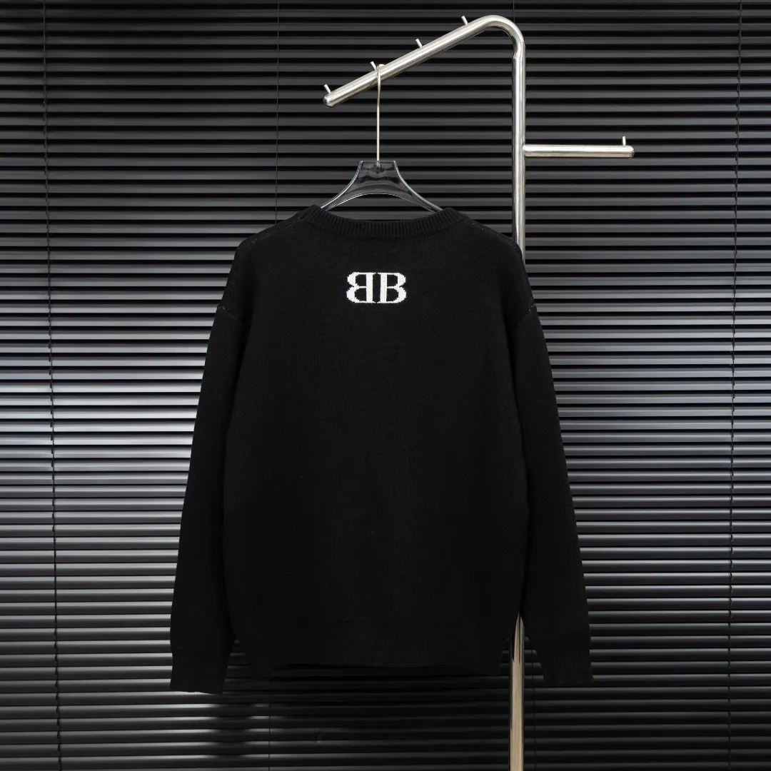 🅿️320 Style: BLA Balenciaga Double B knitted long-sleeved sweater Size: S-XXL Fabric: Wool blend Accessories: Full set of customized original accessories No gender distinction, same style for men and women