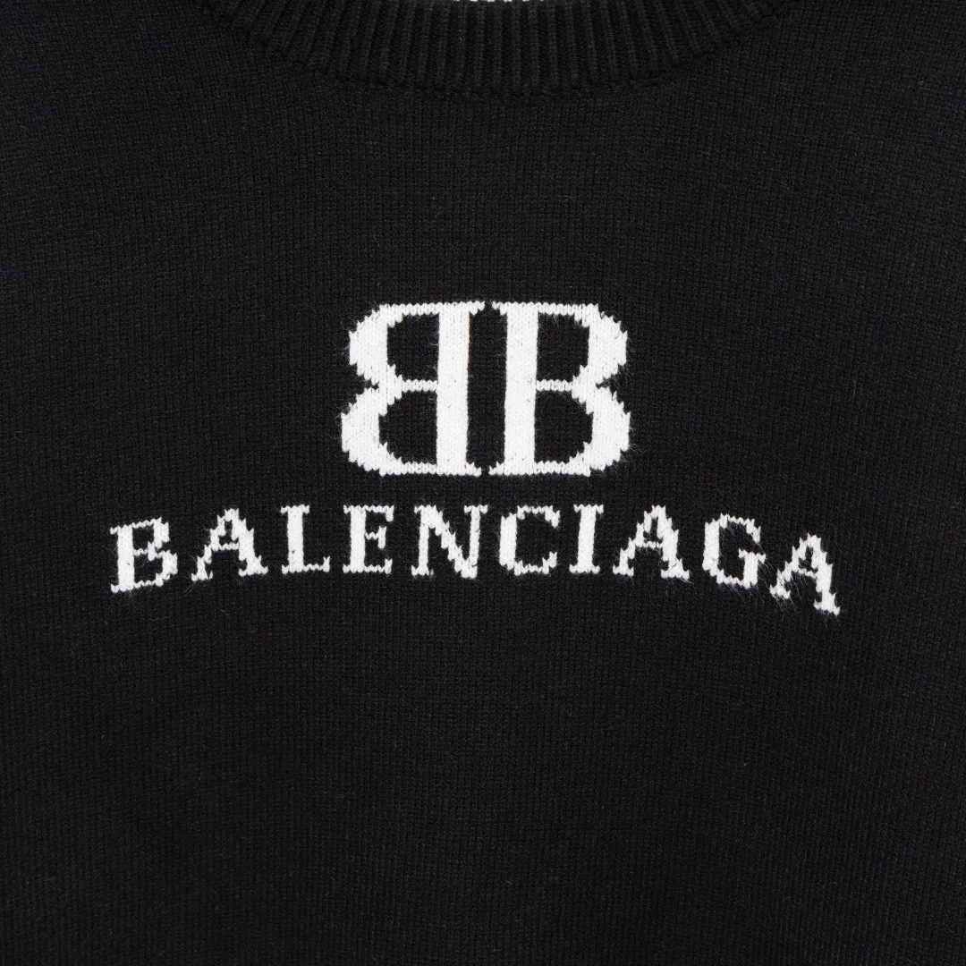 🅿️320 Style: BLA Balenciaga Double B knitted long-sleeved sweater Size: S-XXL Fabric: Wool blend Accessories: Full set of customized original accessories No gender distinction, same style for men and women