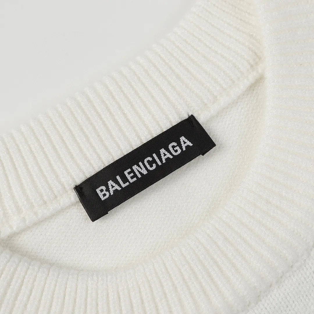 🅿️310 BALENCIAGA/balenciaga sweater series, same style for men and women, elegant and timeless, made of modal pure cotton blended fabric, Paris English letters logo three-dimensional embroidery on the chest, cola wave logo jacquard on the back, high-density knitting, not soft or baggy, soft and comfortable to the touch, elastic and textured Size: S M L