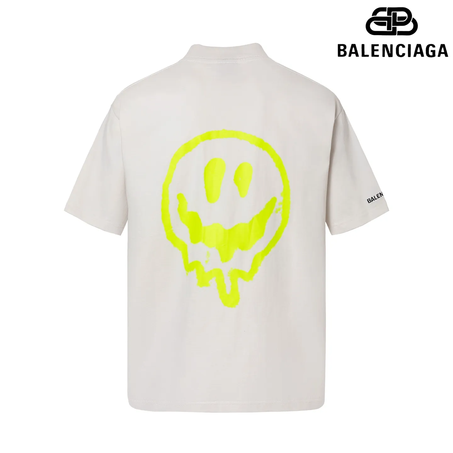 🅿️180 9196# Detailed picture Top version [[BALENCIA*GA] official website quality Paris new front panel alien back panel smiley face printed luminous effect short-sleeved T-shirt OS version loose dropped shoulders Unisex fabric: 260 grams 100% cotton double yarn Technology: front and rear digital direct injection Right sleeve embroidery Garment wash Shape solid color Color: black off-white floral gray Size: XS S M L